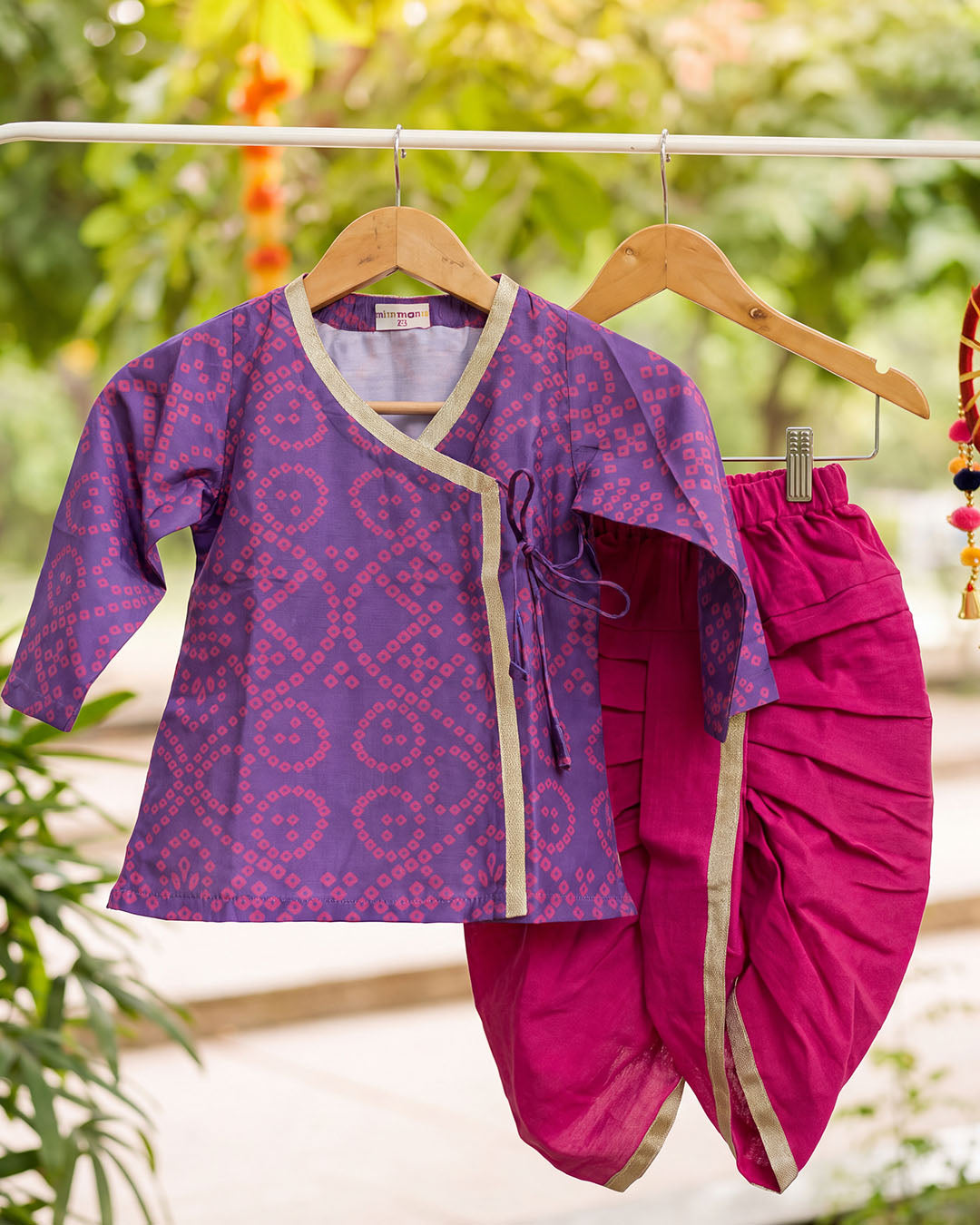 Bandhani Wrap Kurta with Dhoti Set