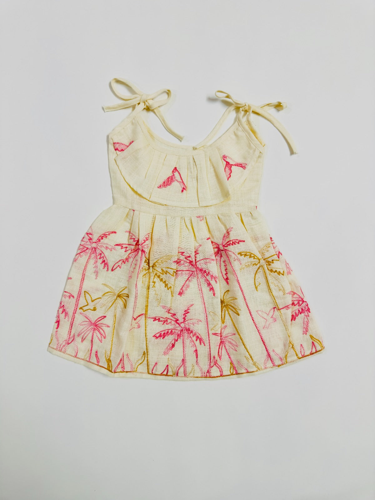 Palm Tree Dress for baby Girls with Tropical Palm Tree Prints and Lightweight Fabric