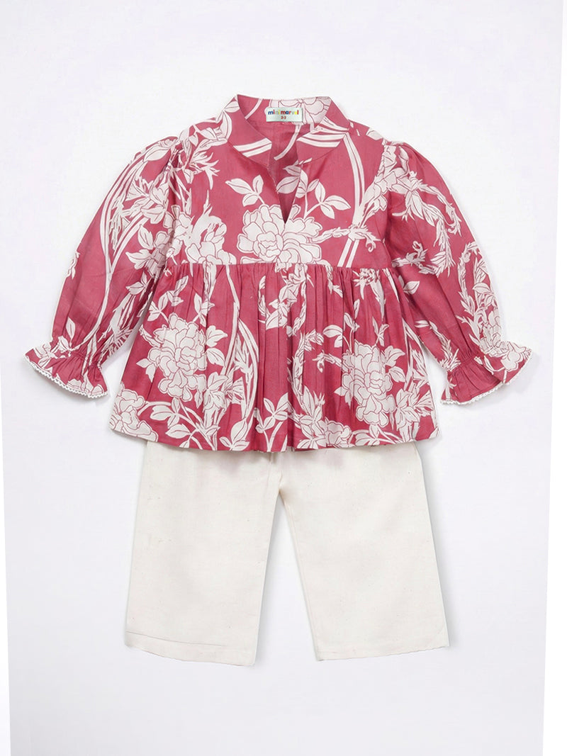 Rosewood Bloom Peplum Co-Ord Set for Girls