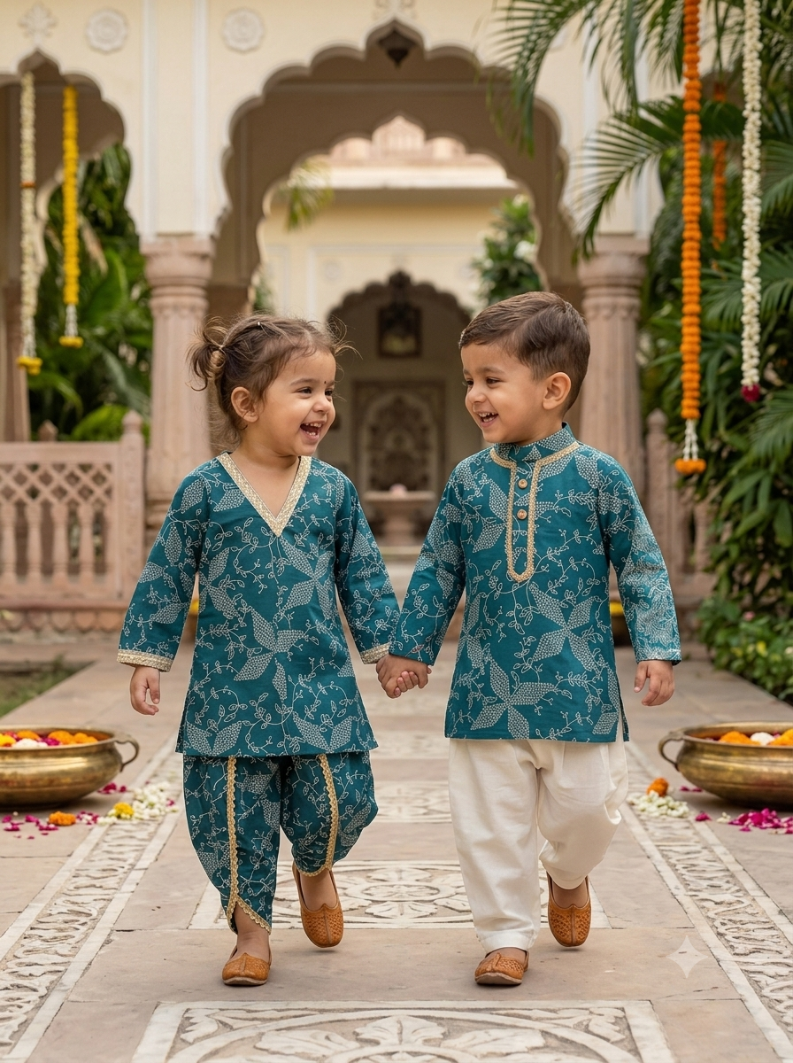 Teal Blossom Twin Set