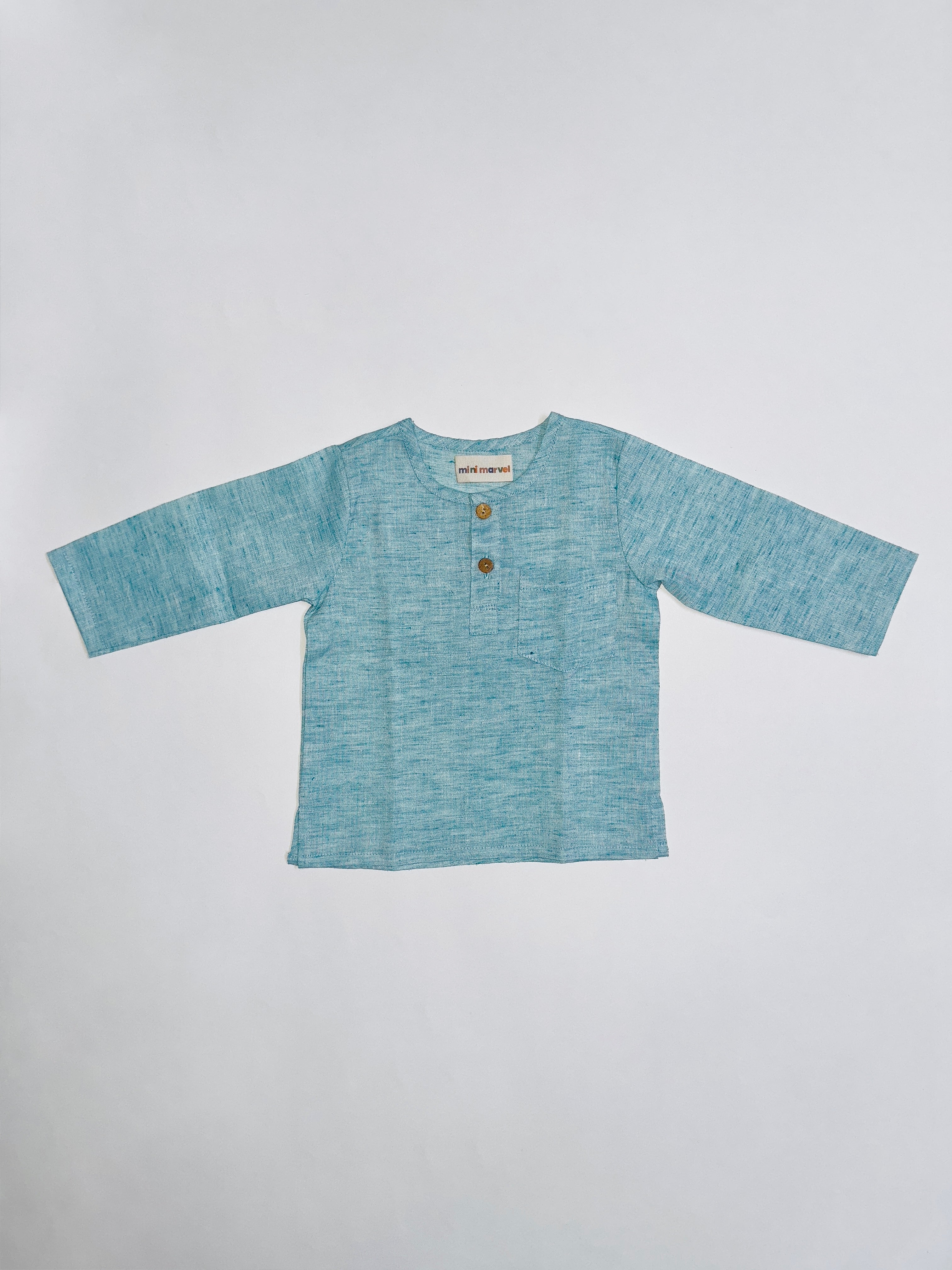 Ocean Breeze Co-Ord Set for Boys with Blue Kurta and Striped Harem Pants