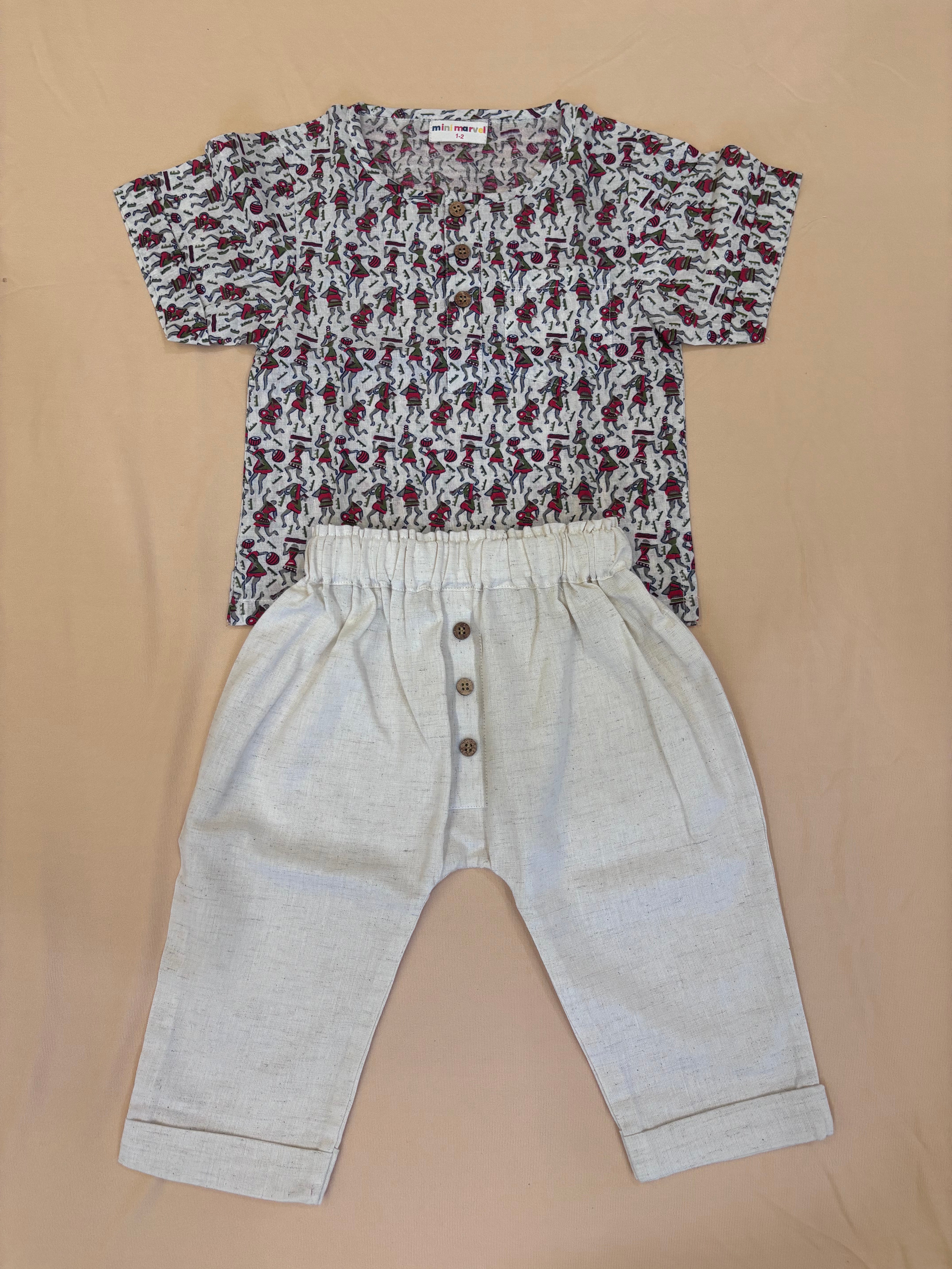 Tribal Safari Luxe Co-ord Set (Printed Top & Cotton Pants)