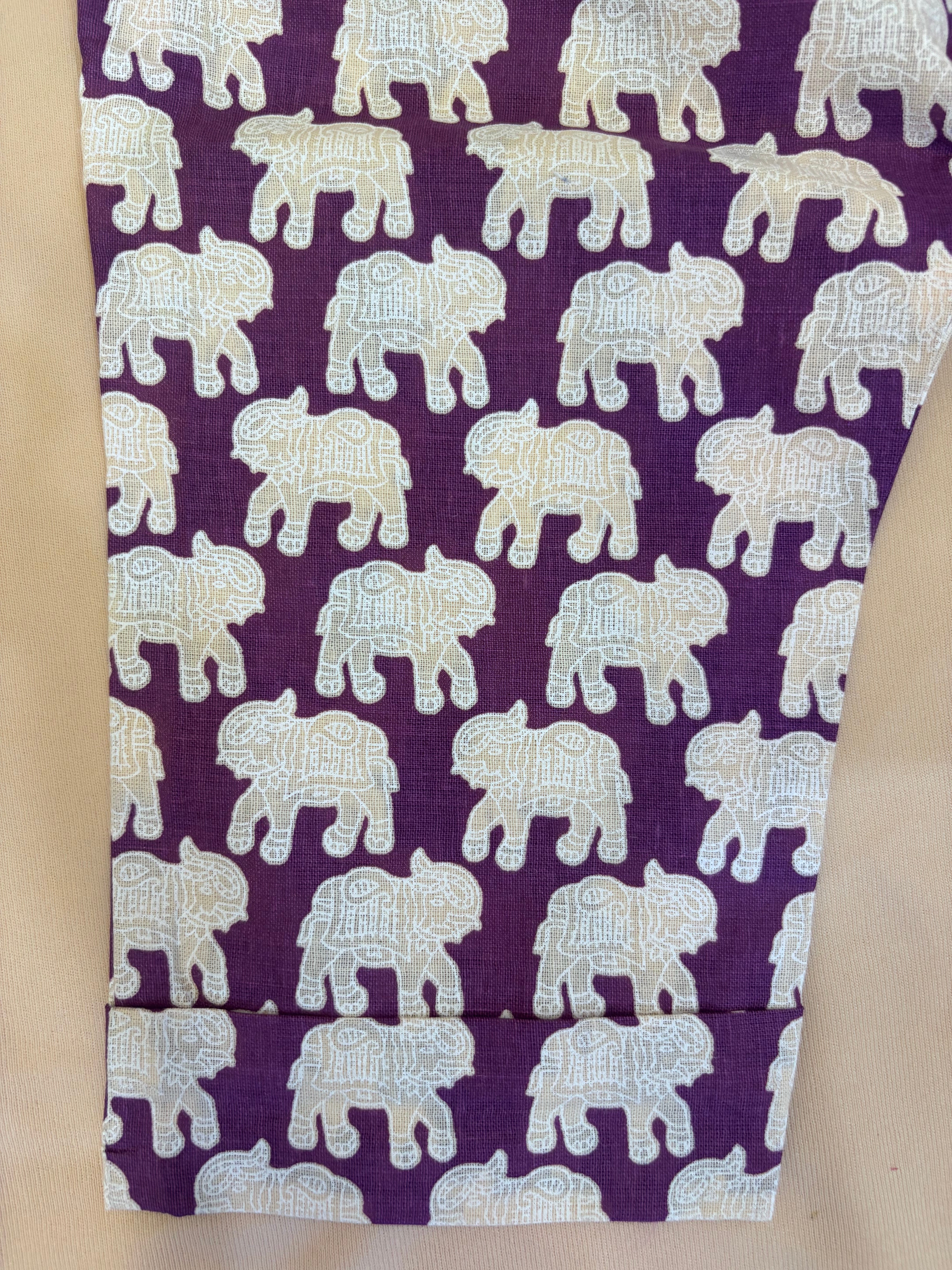 Violet Elephant Heritage Co-ord Set (All-Over Print Cotton Set)