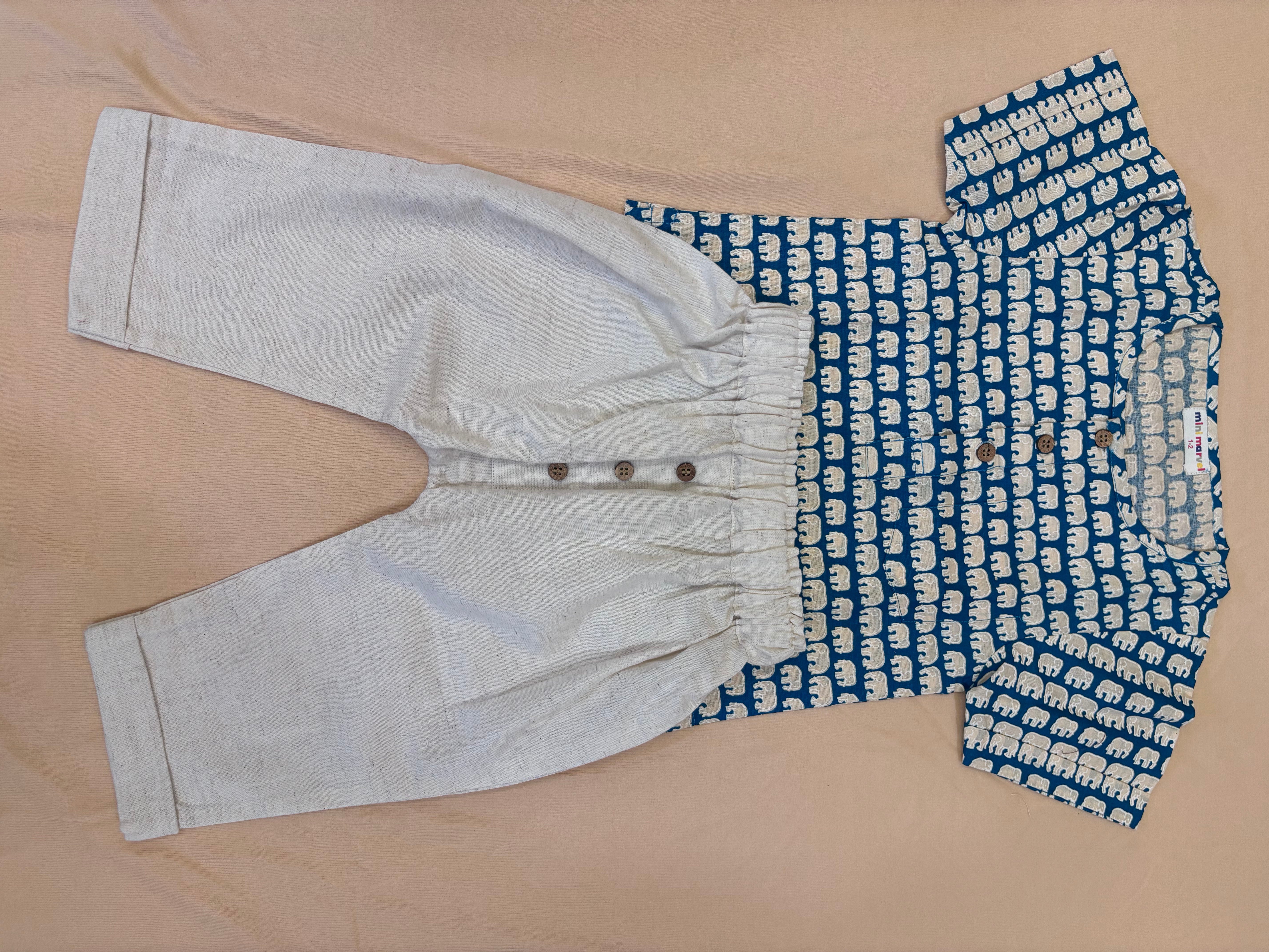 Elephant Trail Classic Co-ord Set (Printed Top & Cotton Pants)
