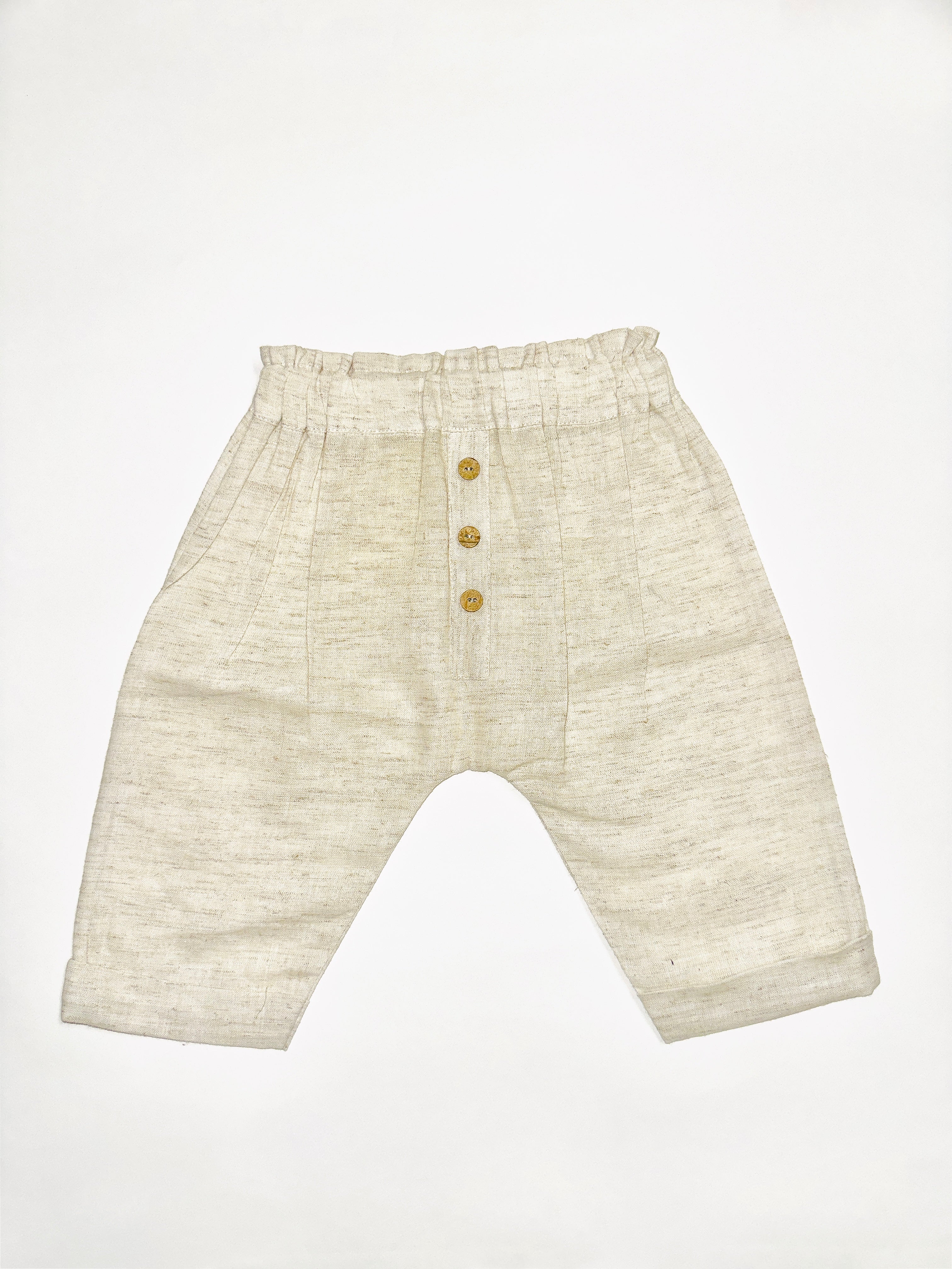 Classic Beige Linen Co-Ord Set for Kids with Breathable Fabric.