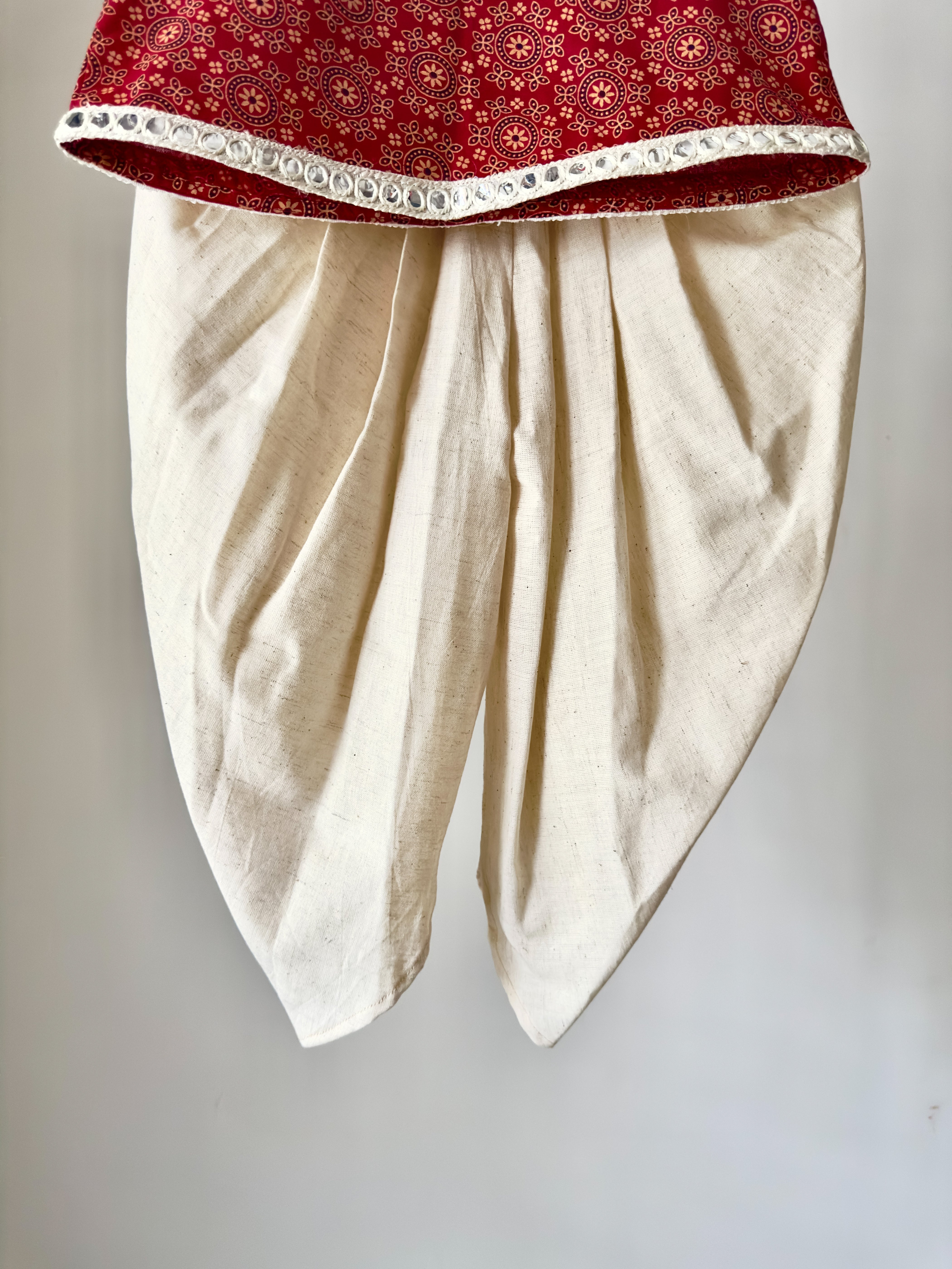 Festive Red Printed Dhoti
