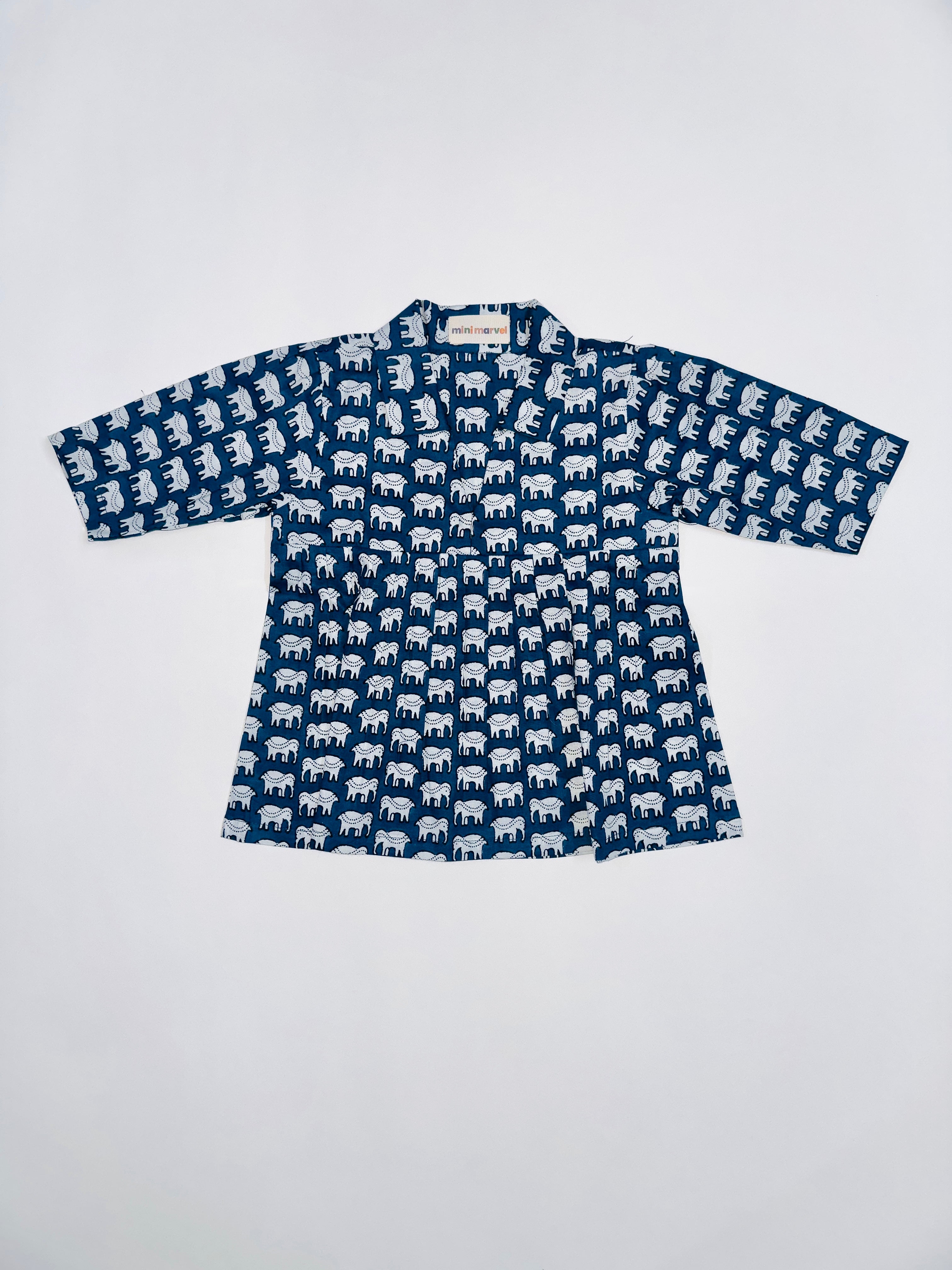Navy Elephant Print Co-Ord Set for Baby Girls in Soft Cotton with Fun Elephant Prints