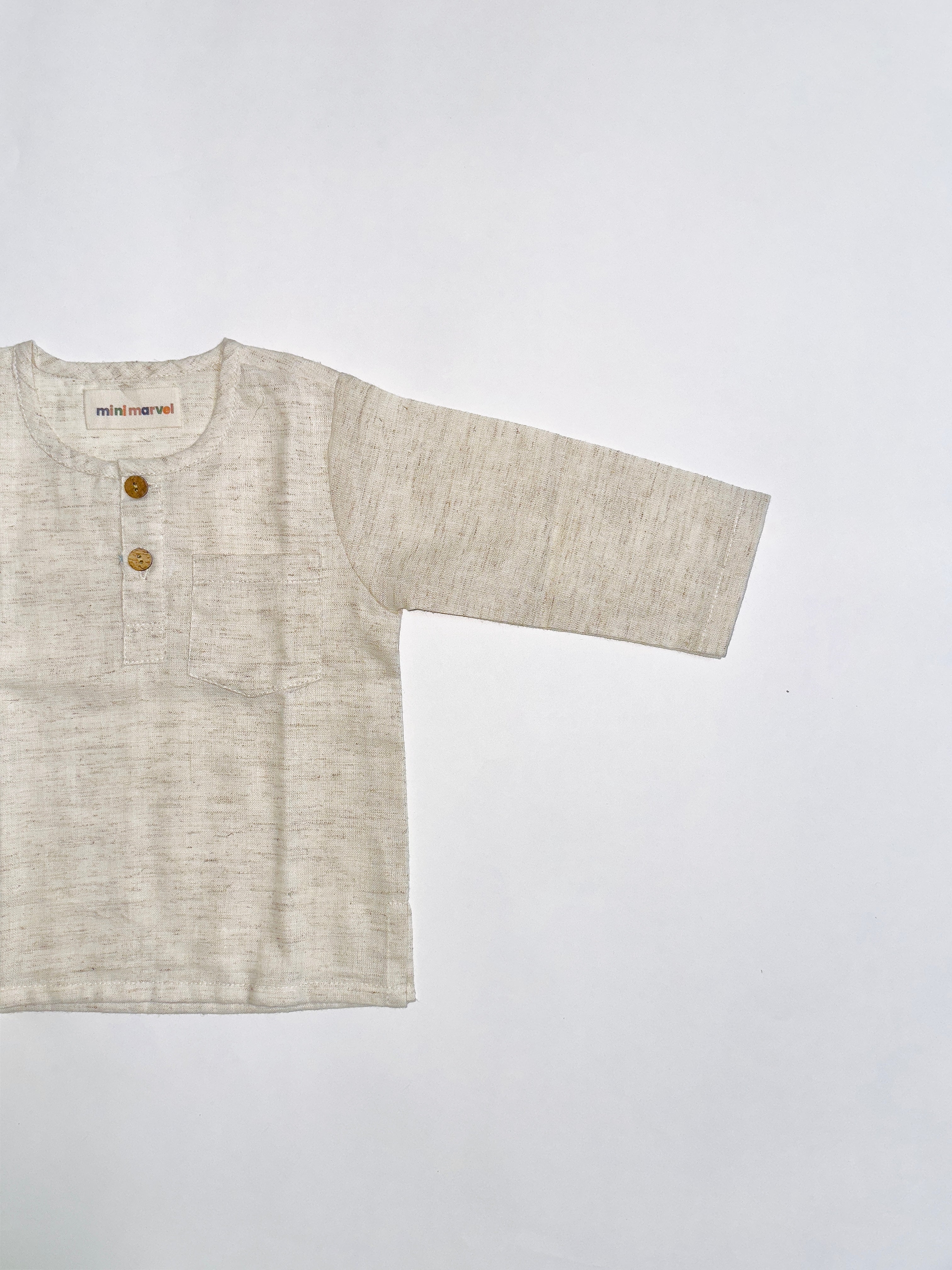 Classic Beige Linen Co-Ord Set for Kids with Breathable Fabric