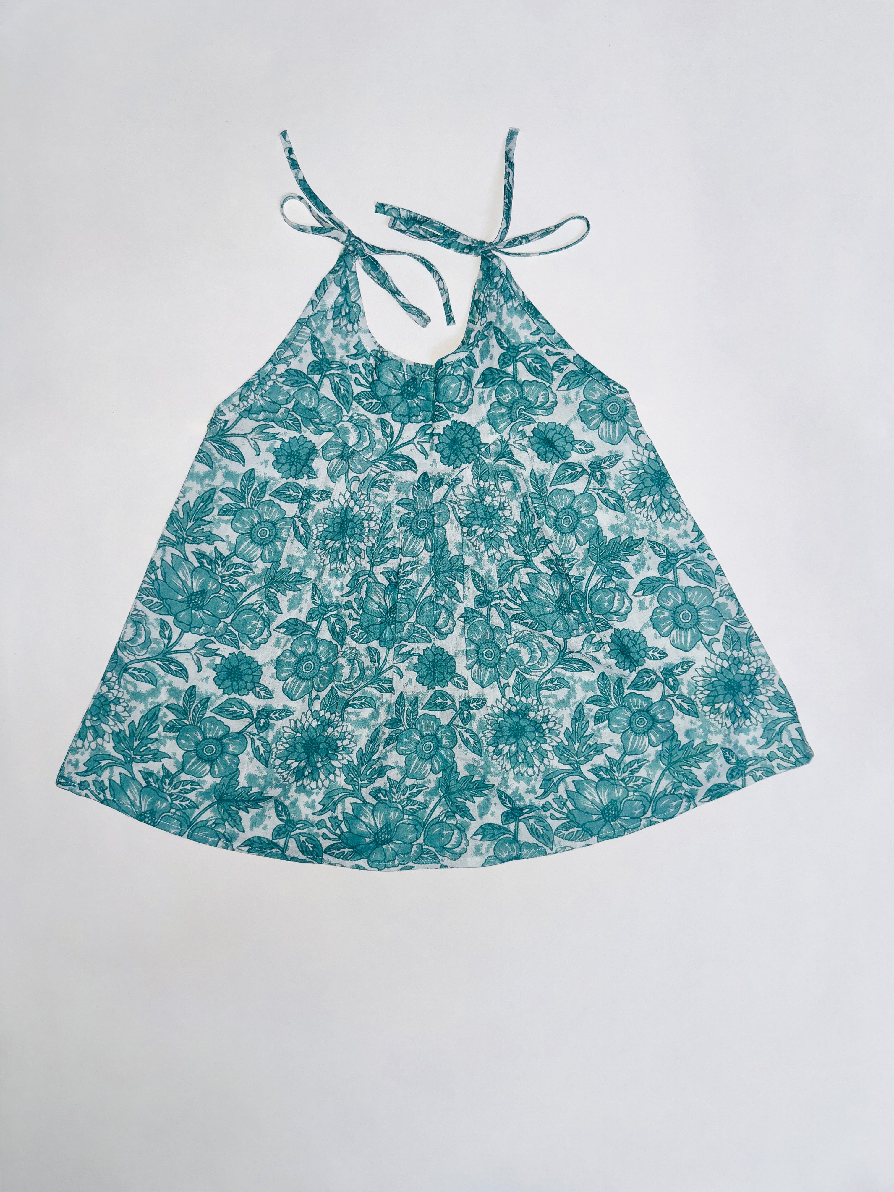 Blue floral halter neck top for baby girls