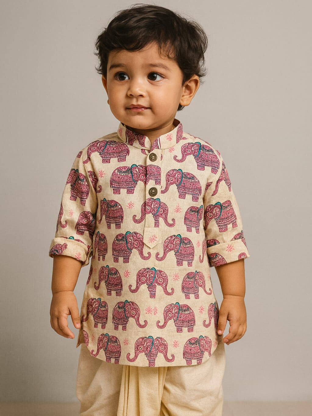 Royal Elephant Print dhoti Set