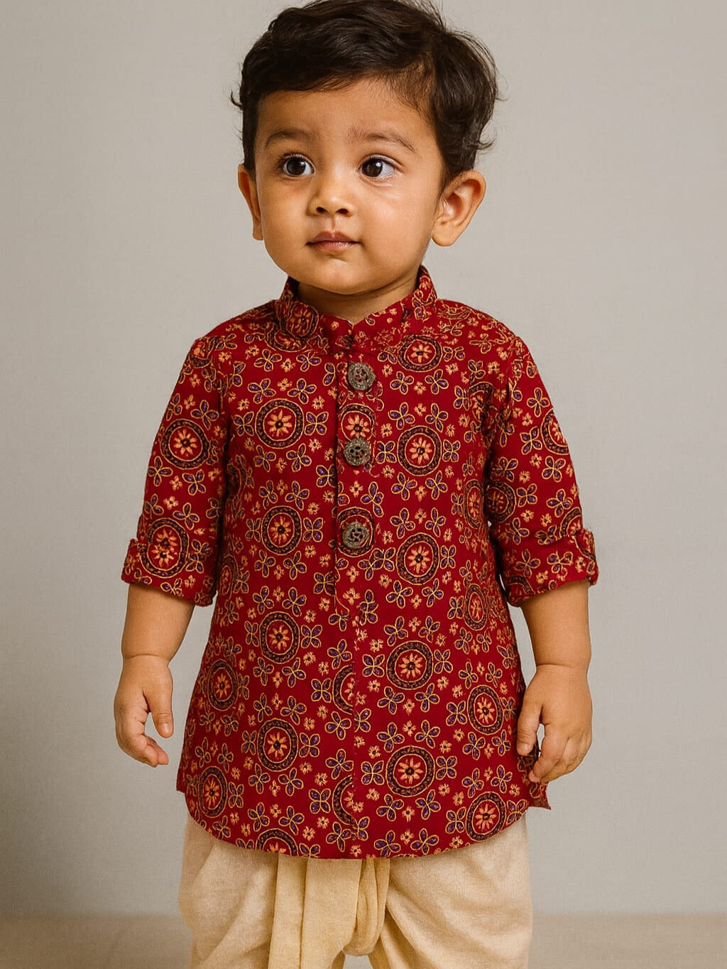 Crimson Charm Kurta Dhoti Set