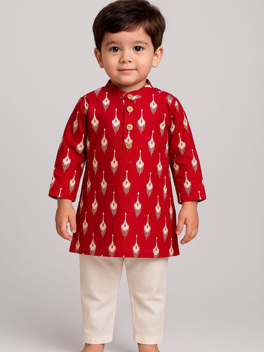 Mini Utsav Red Kurta Set
