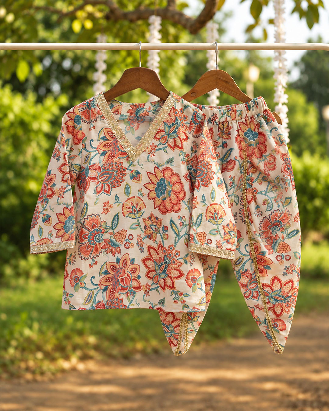 MiniMarvel Multicolour Floral Ethnic Kurta Set for Girls