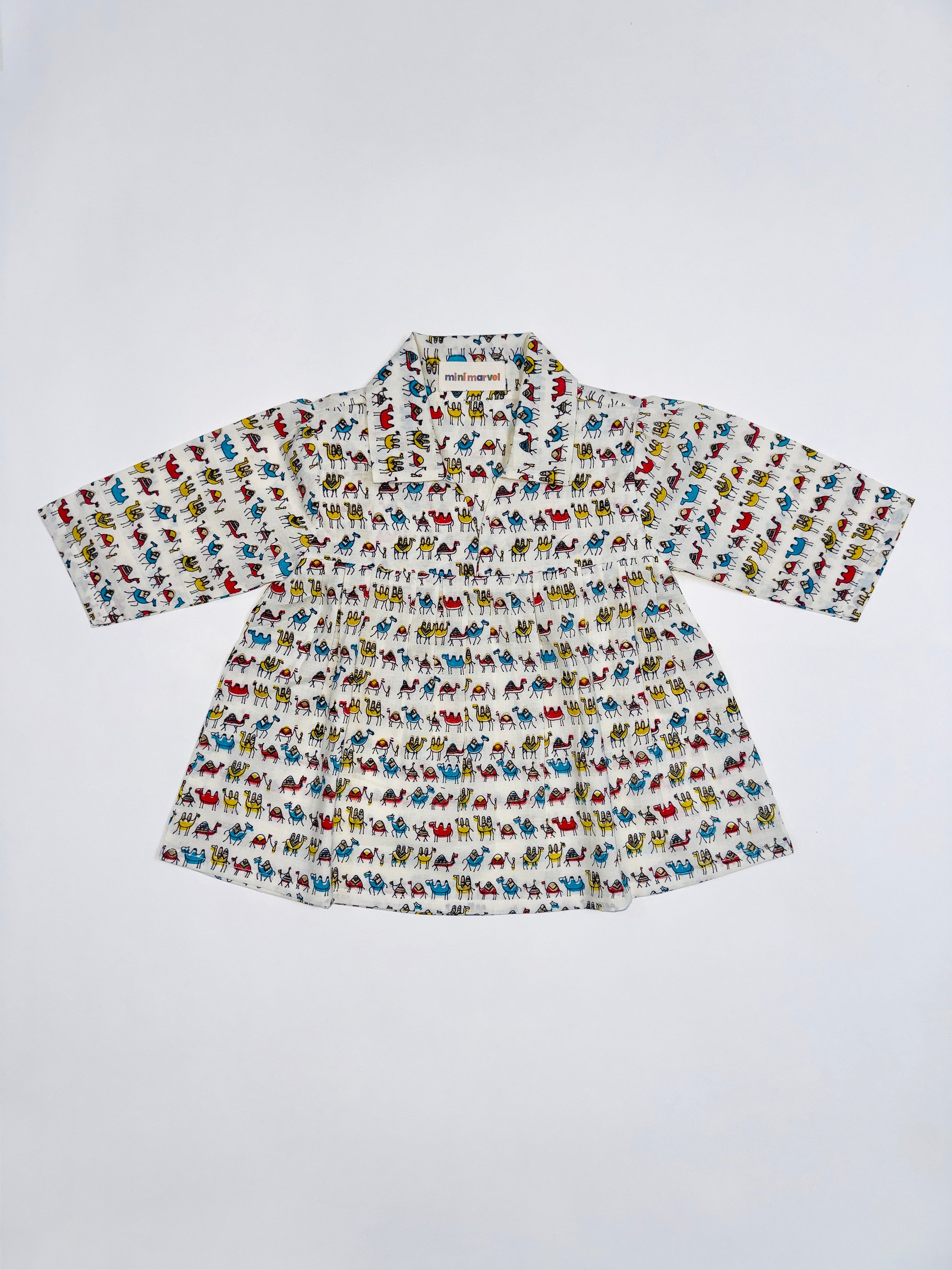 Multicolor Camel Print Co-Ord Set for Baby Girls in Soft Cotton with Fun Camel Motifs.