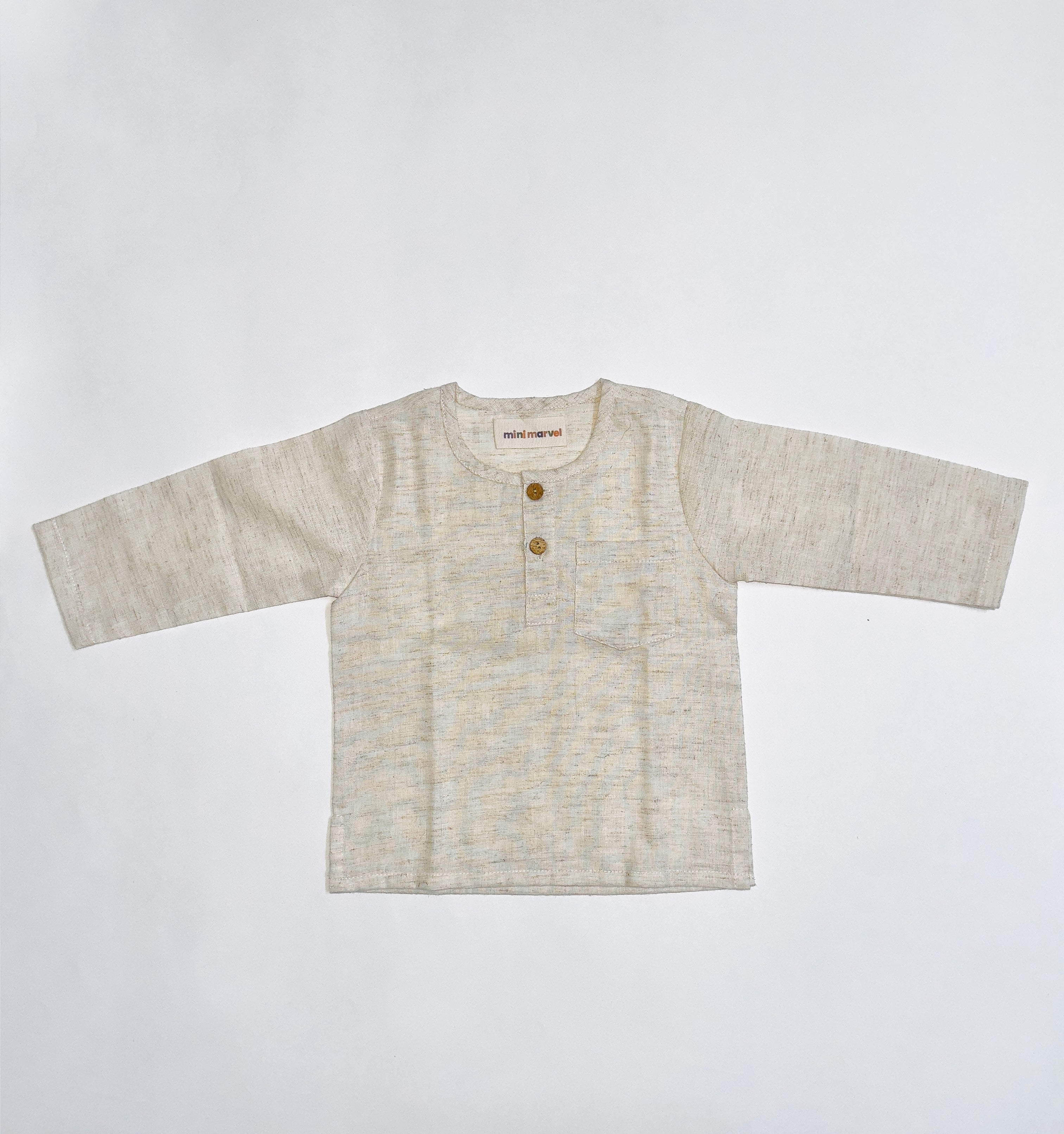 Classic Beige Linen Co-Ord Set for Kids with Breathable Fabric.