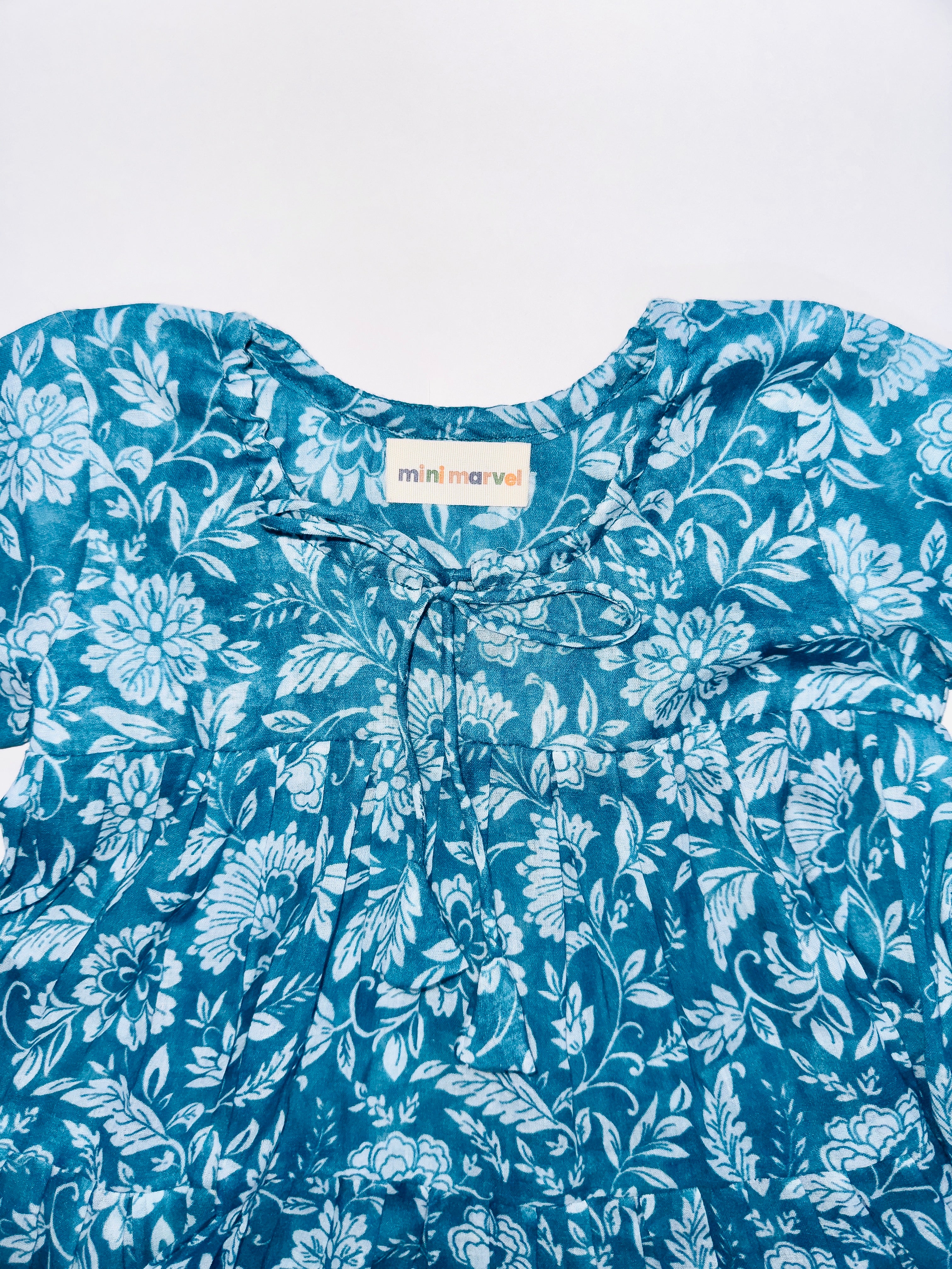 Blue Blossom Breeze Dress for Baby Girls with Floral Print and Soft Fabric