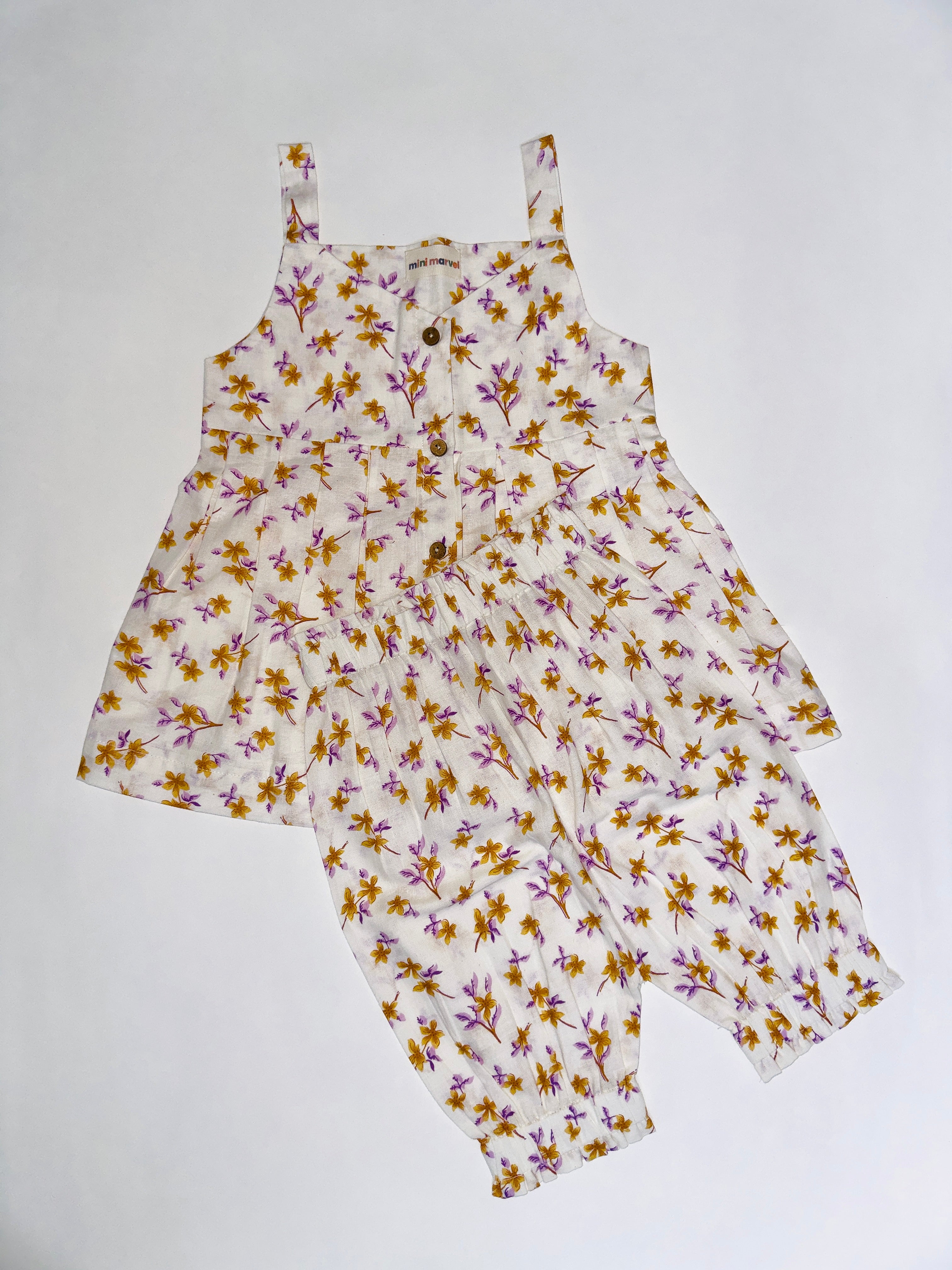 Petal Play floral cotton top bottom set for baby girls