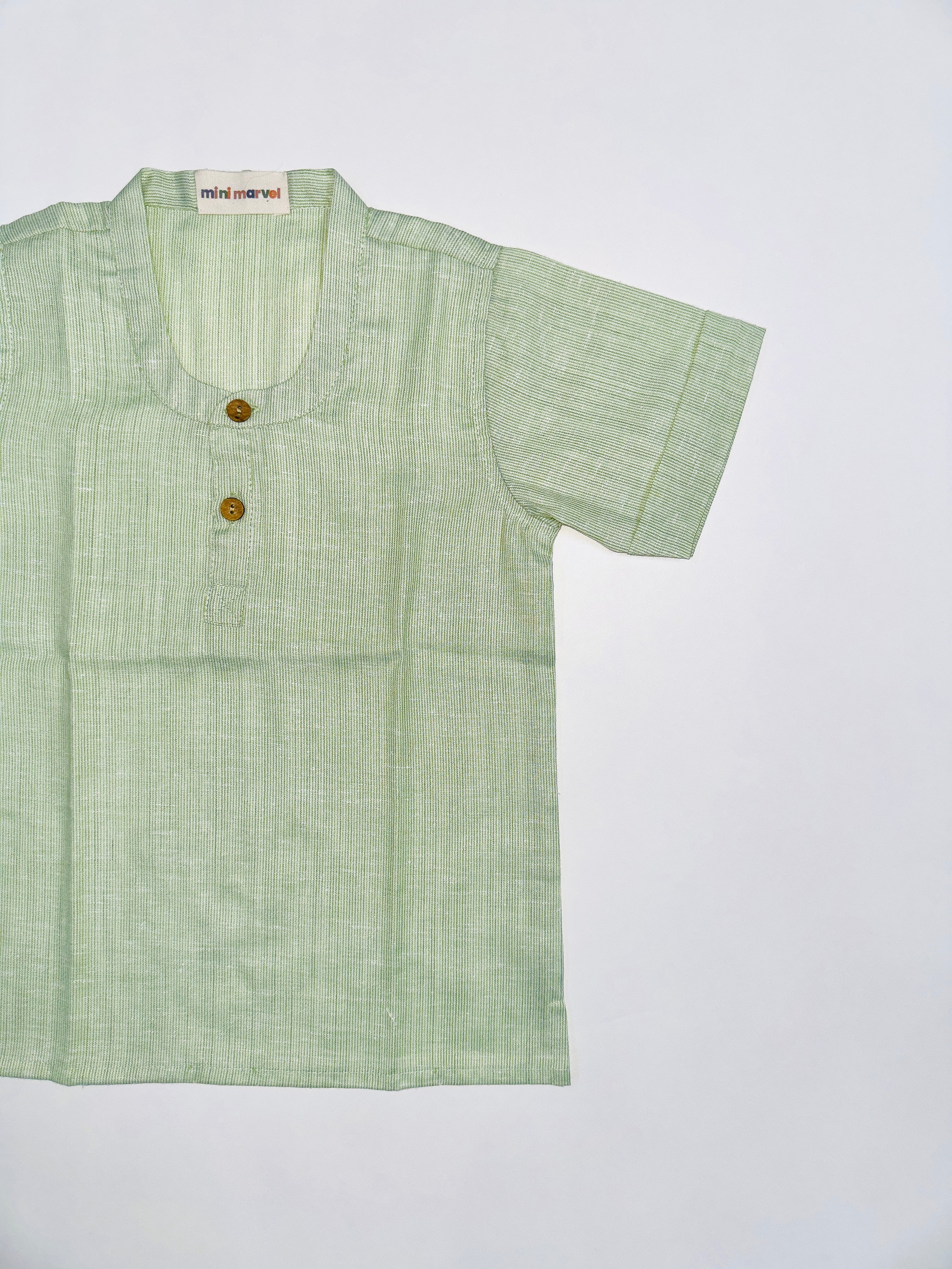 Mint Green Cotton Top Bottom Set with Crisp White Pants for baby boys.