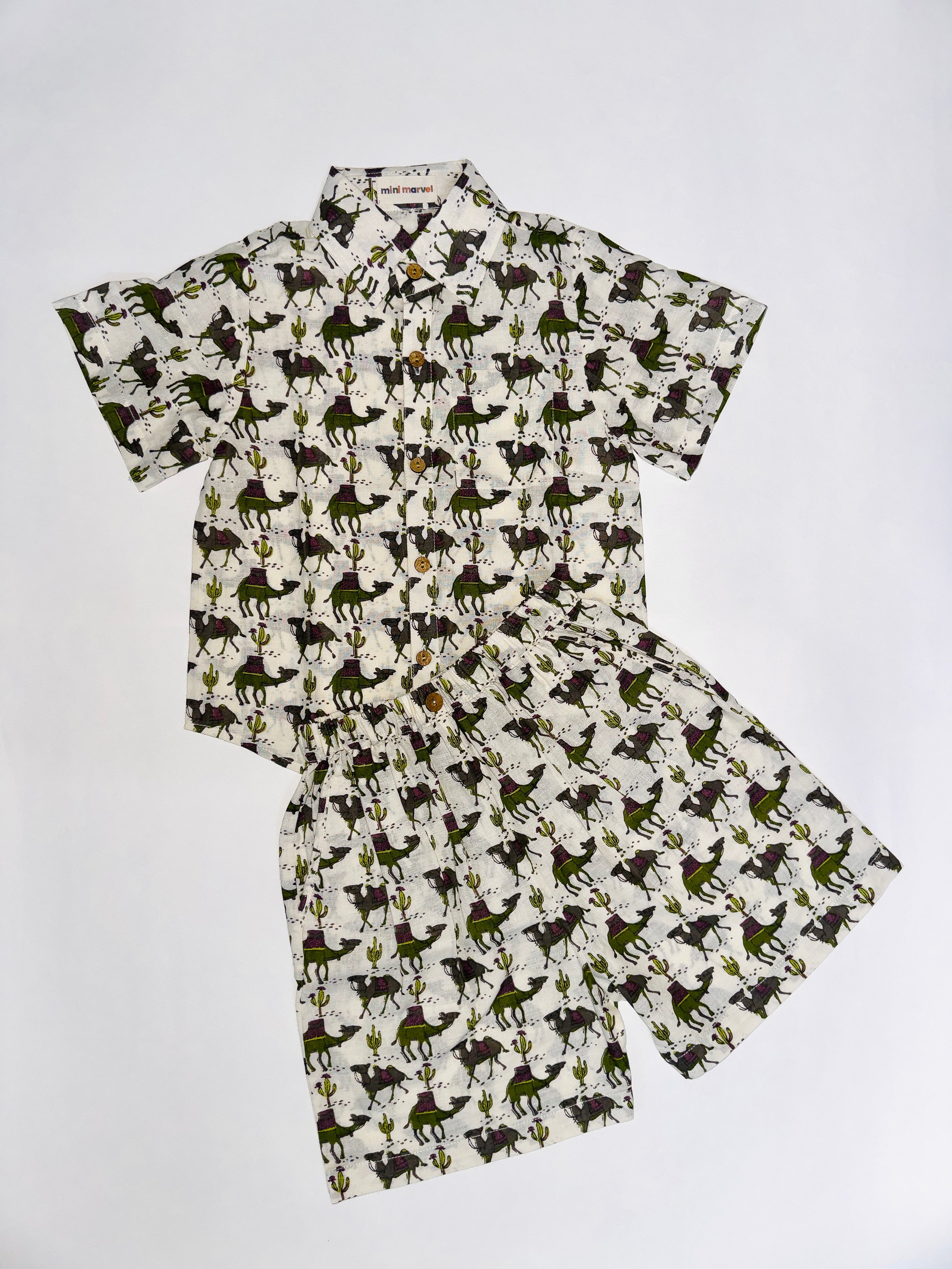 Summer outfit for boys with camel prints