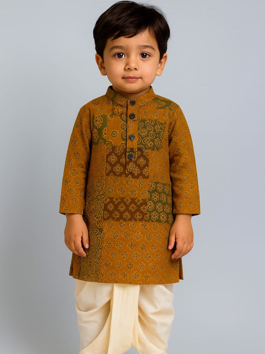 Golden Patch Kurta Dhoti Set