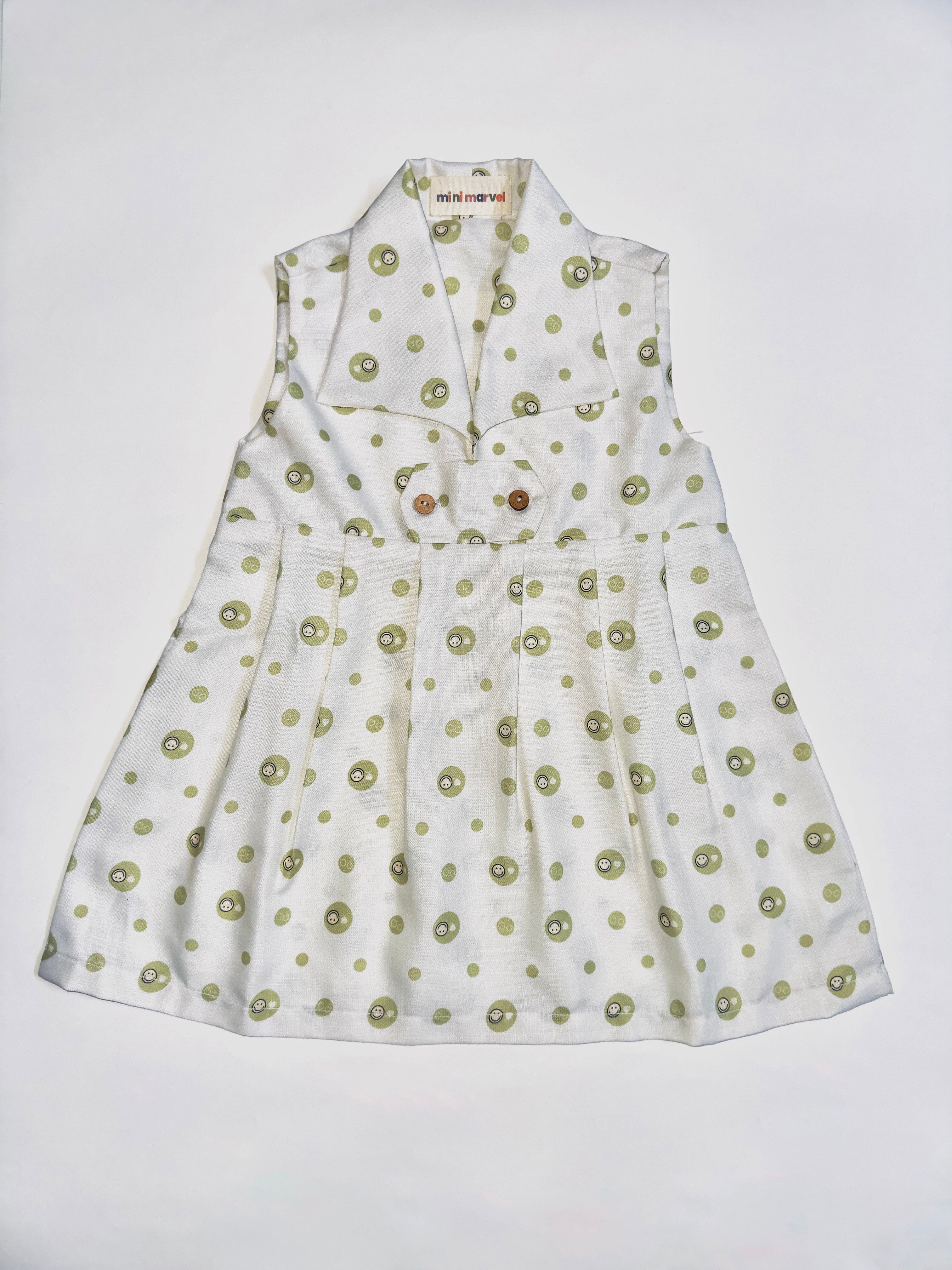 Polka Petals Dress for Baby Girls with Vibrant Polka Dots, cotton and Sleeveless.