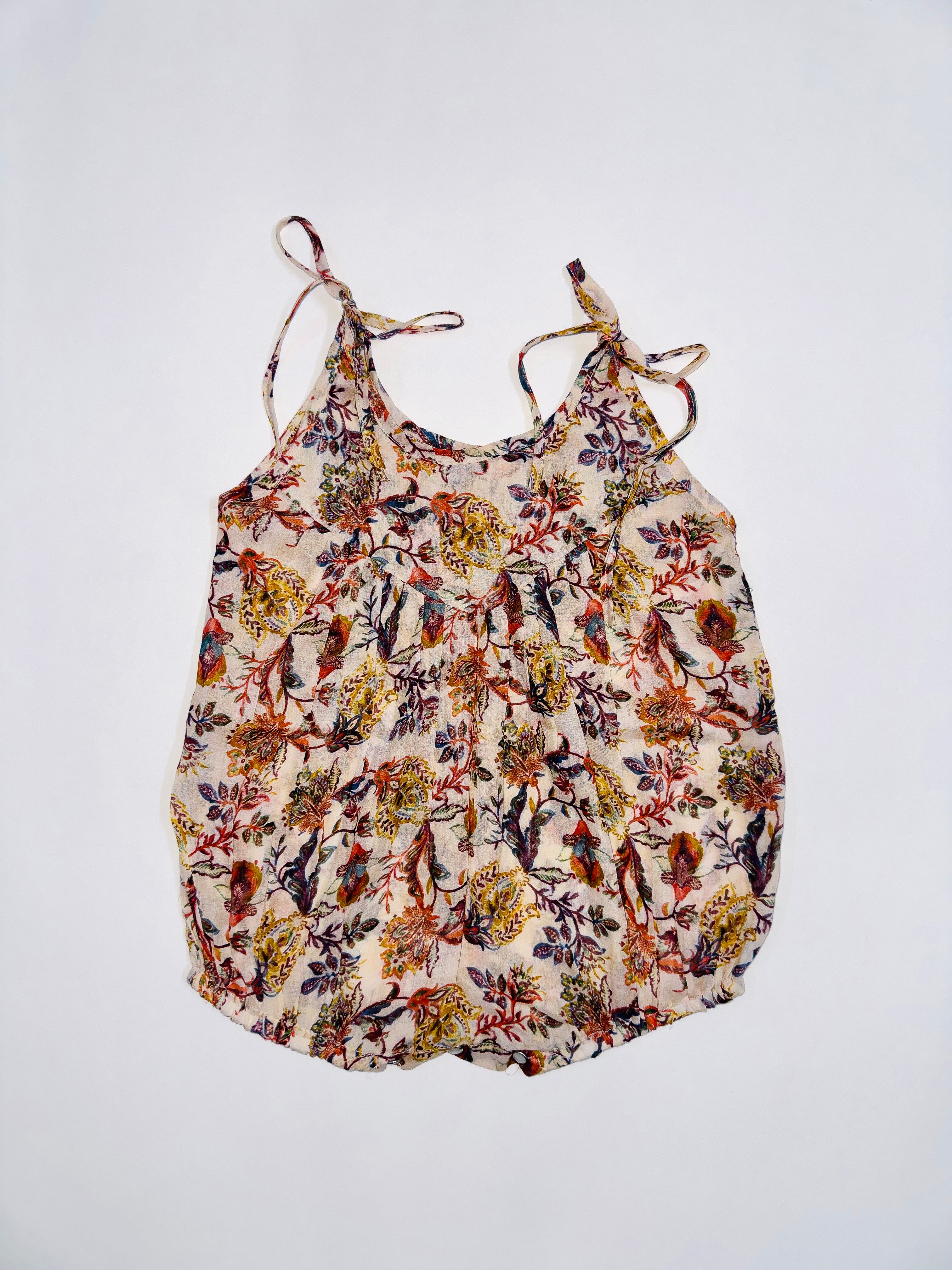 Blossom Bloom Romper with Floral Prints and Tie-Up Straps