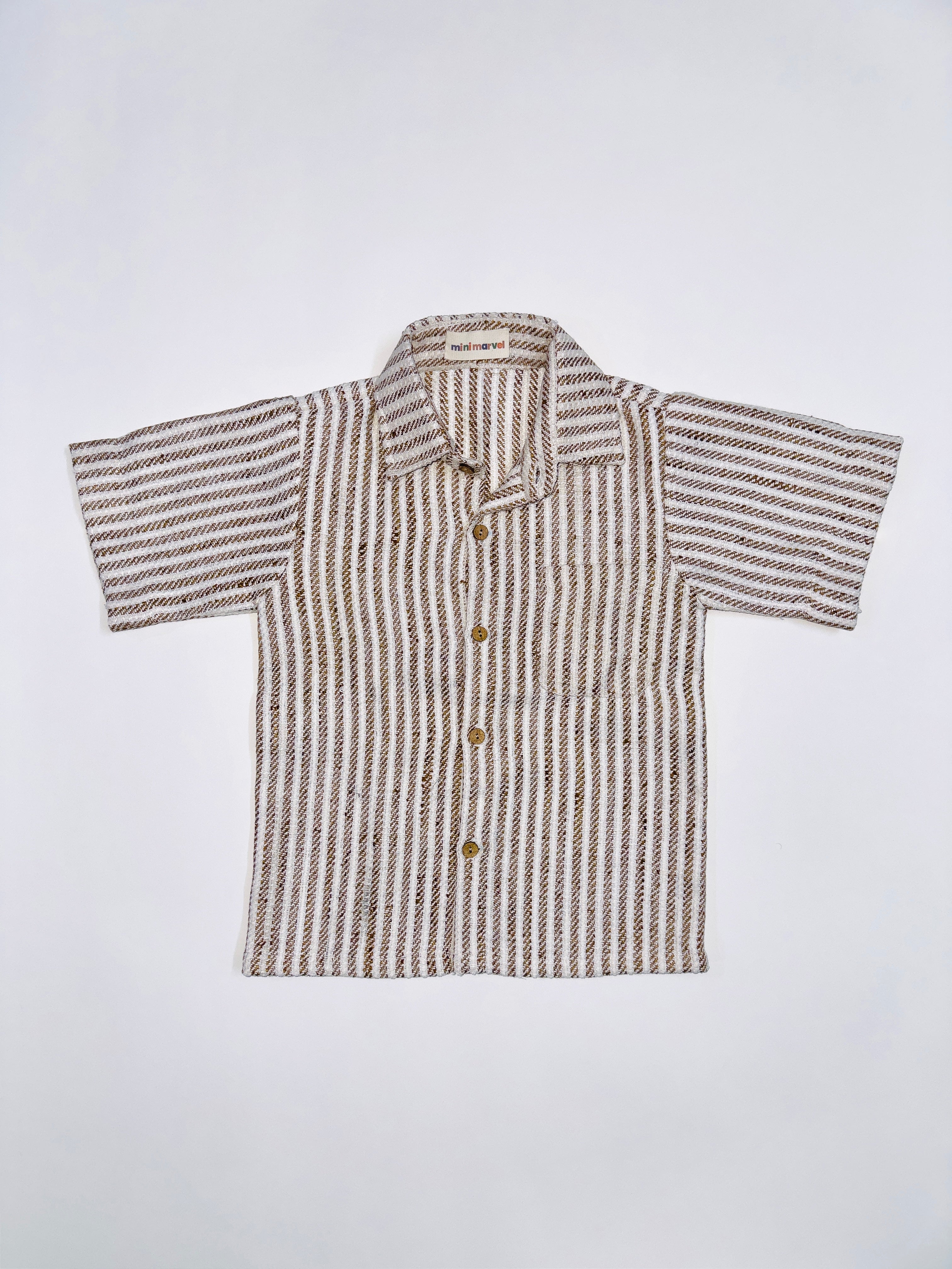 Classic Striped Kids Combo with Striped Button-Down Shirt and Comfortable Cotton Shorts