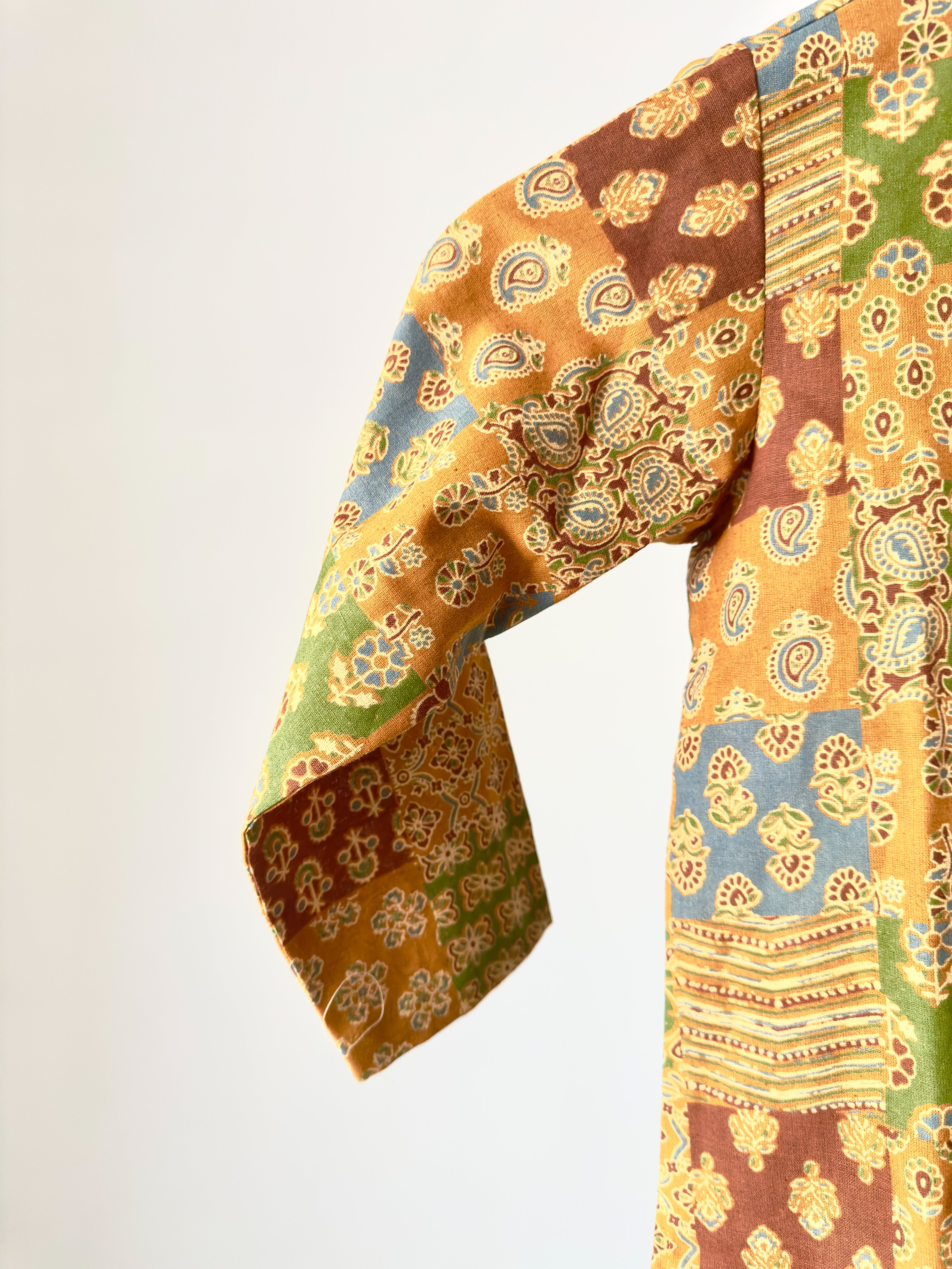 Yellow Multicolor Printed Cotton Kurta