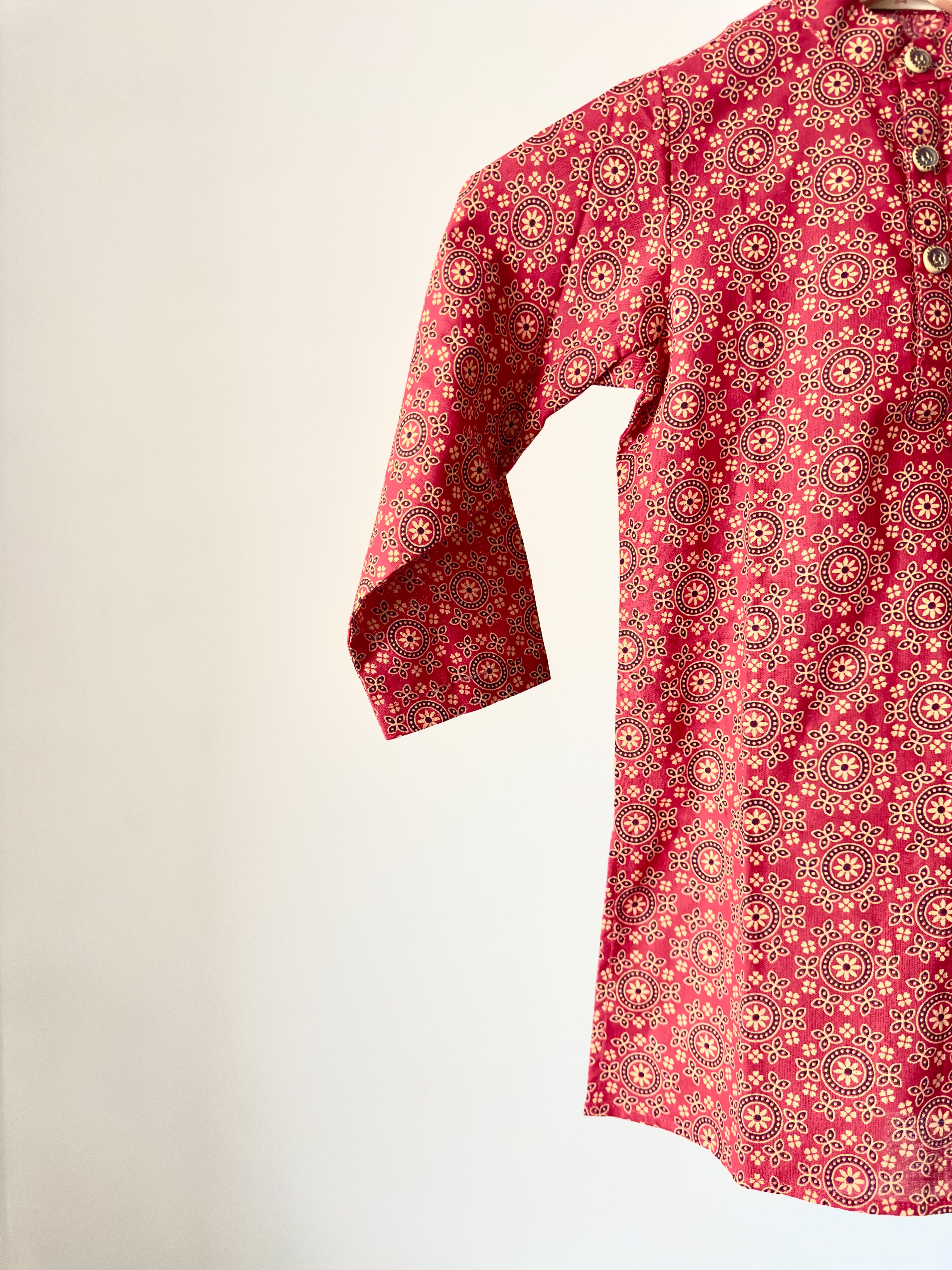 Red Printed Cotton Kurta