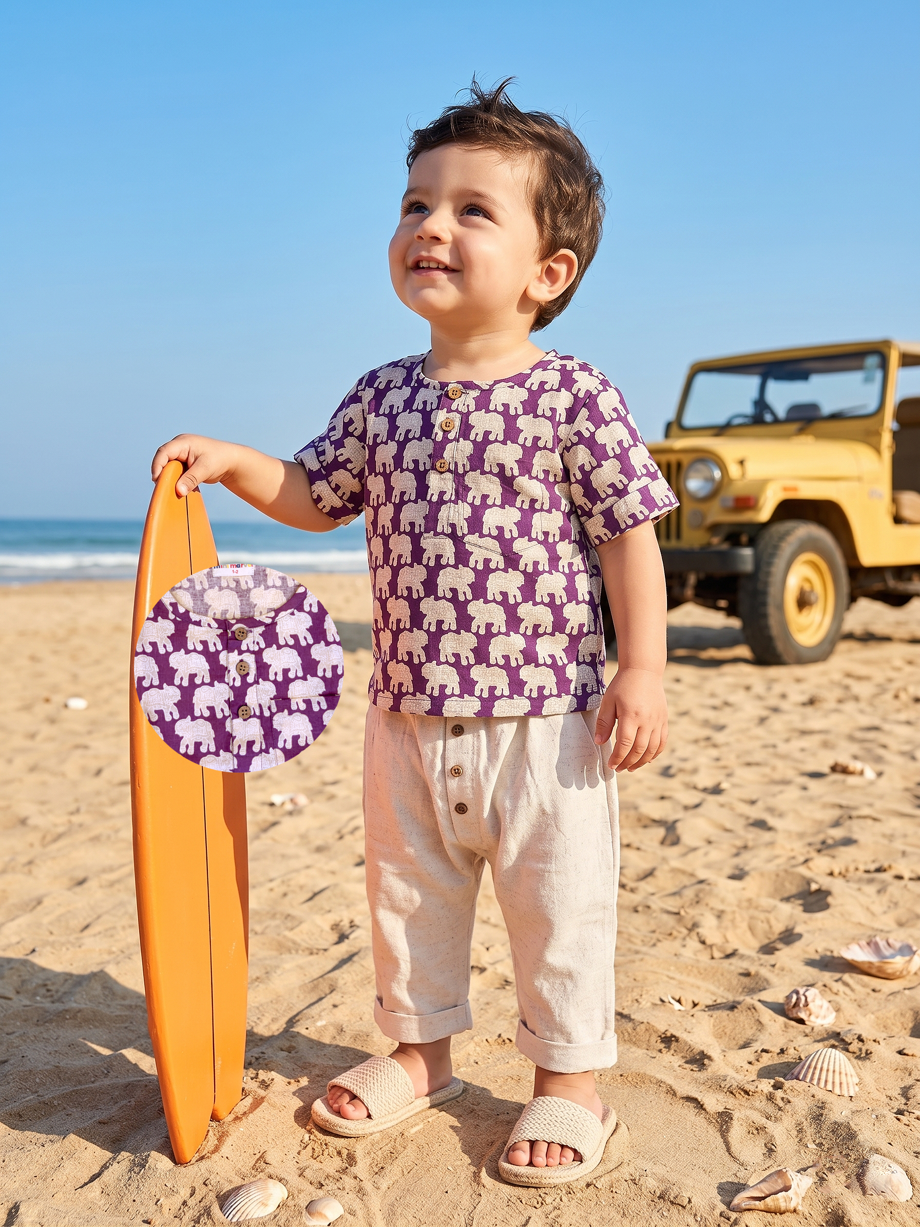 Violet Elephant Luxe Co-ord Set (Printed Top & Cotton Pants)