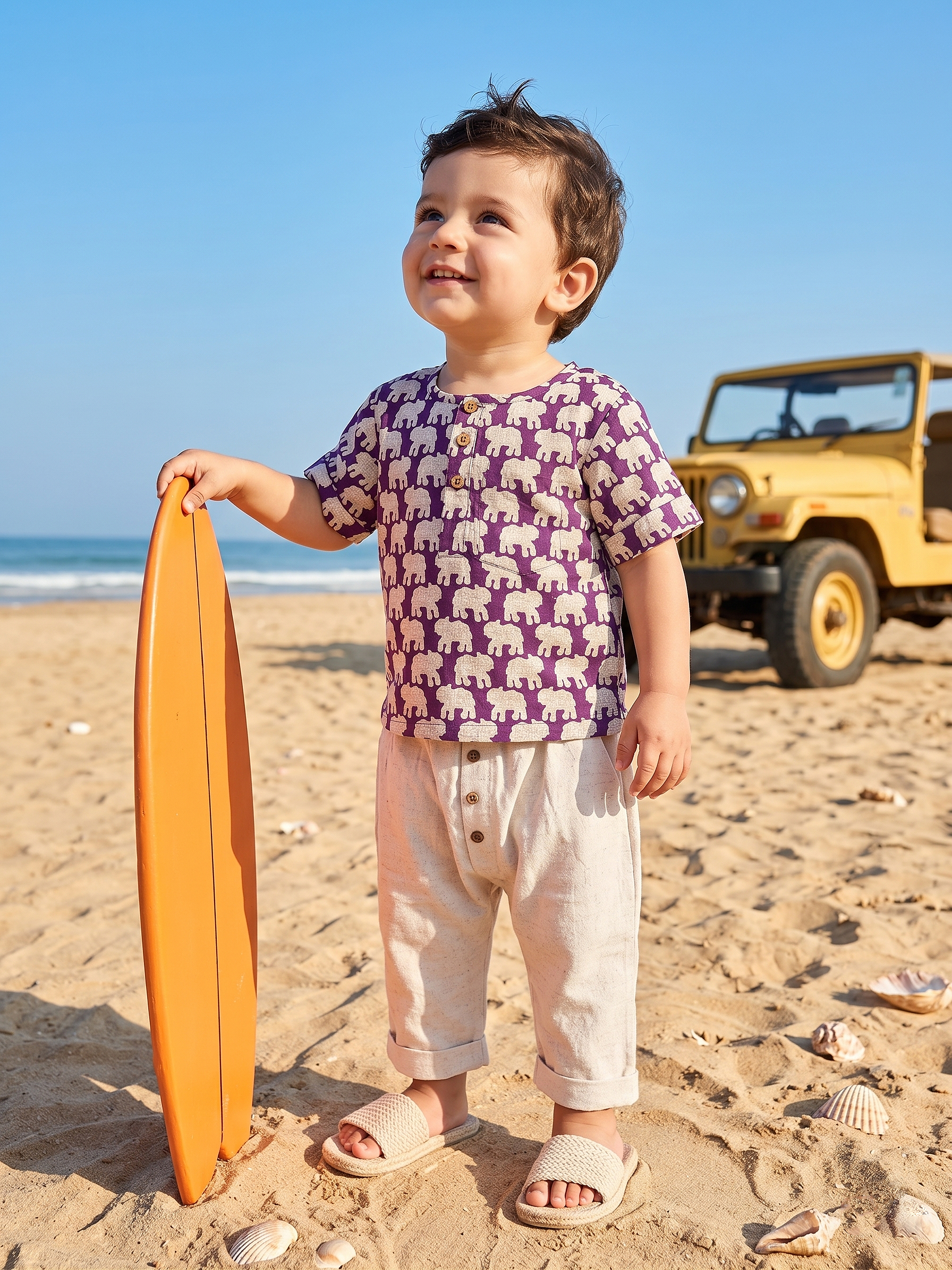 Violet Elephant Luxe Co-ord Set (Printed Top & Cotton Pants)