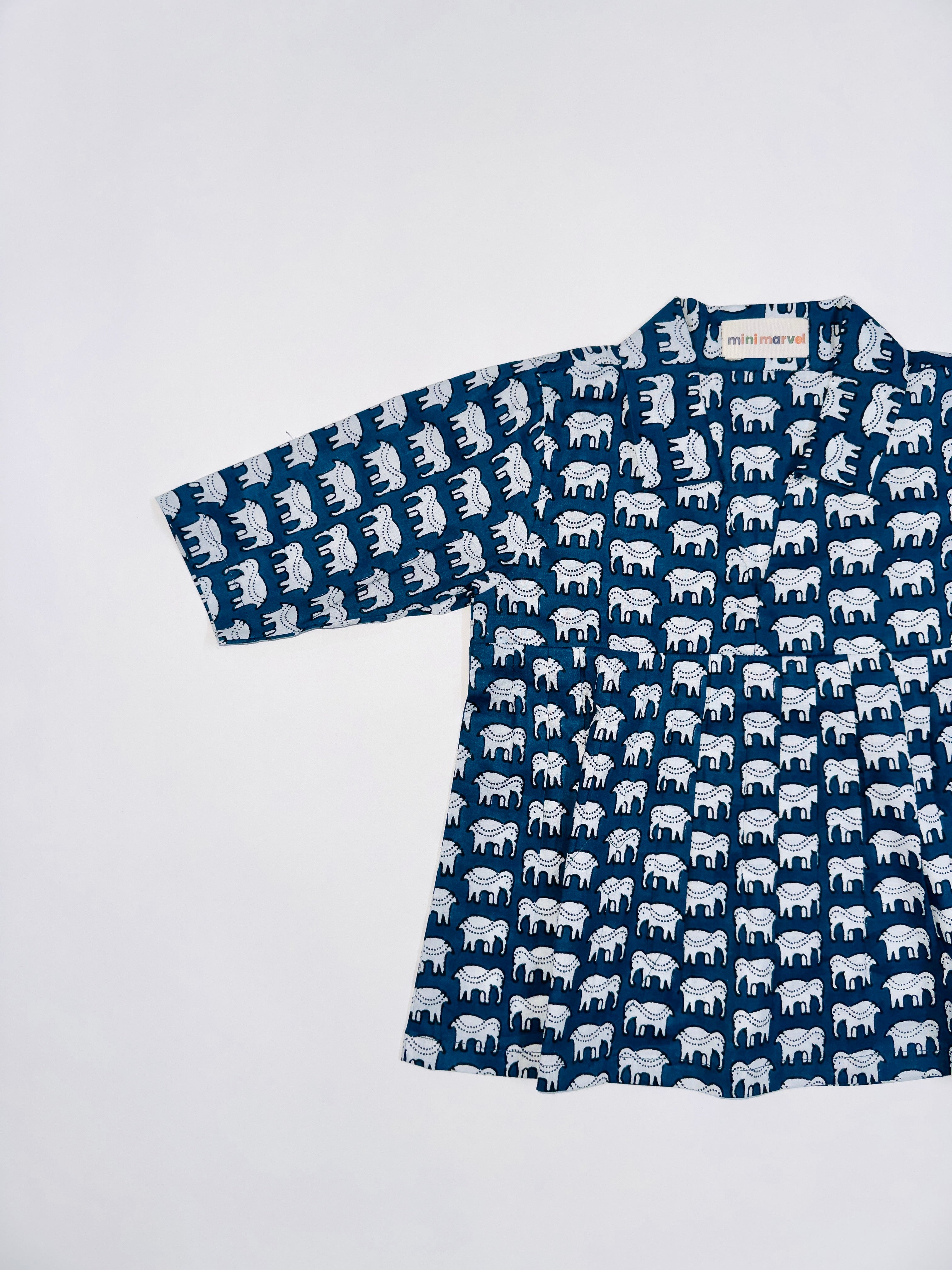 Navy Elephant Print Co-Ord Set for Baby Girls in Soft Cotton with Fun Elephant Prints