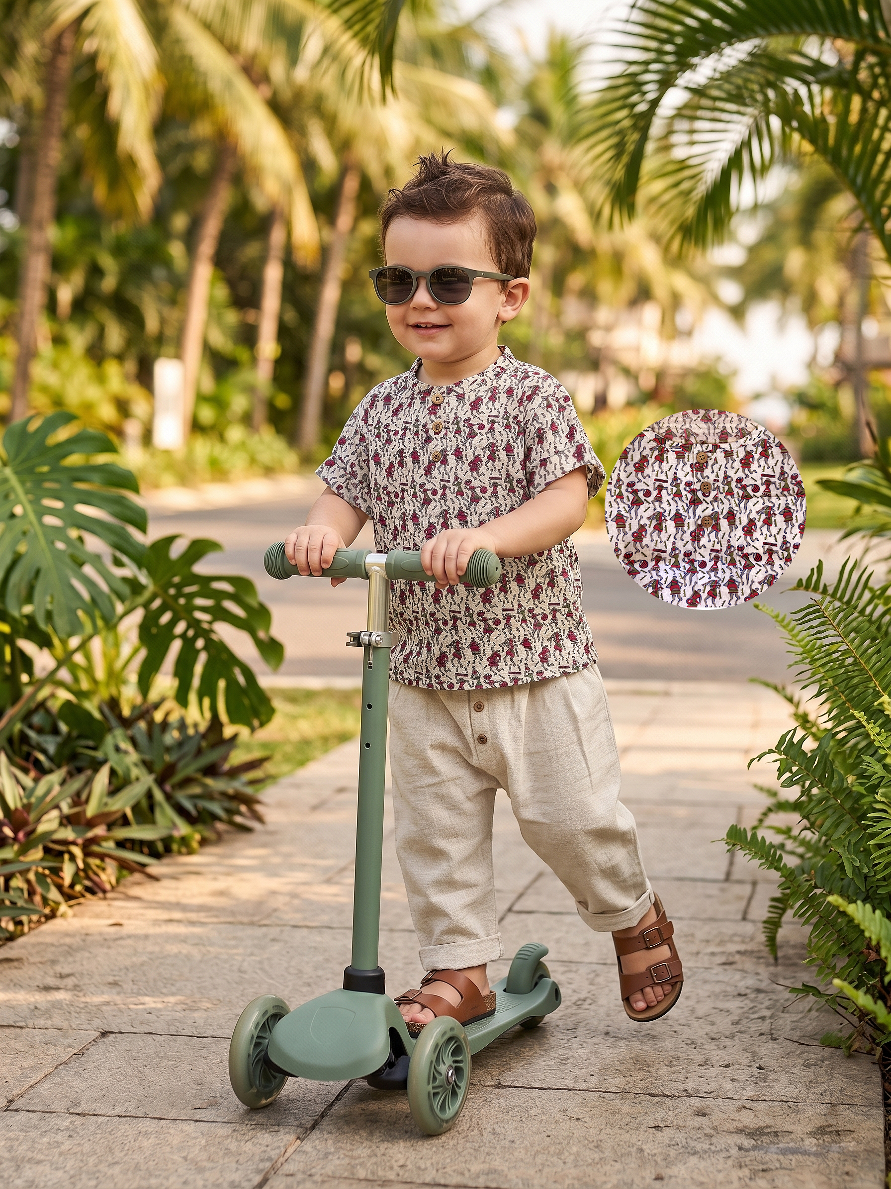 Tribal Safari Luxe Co-ord Set (Printed Top & Cotton Pants)