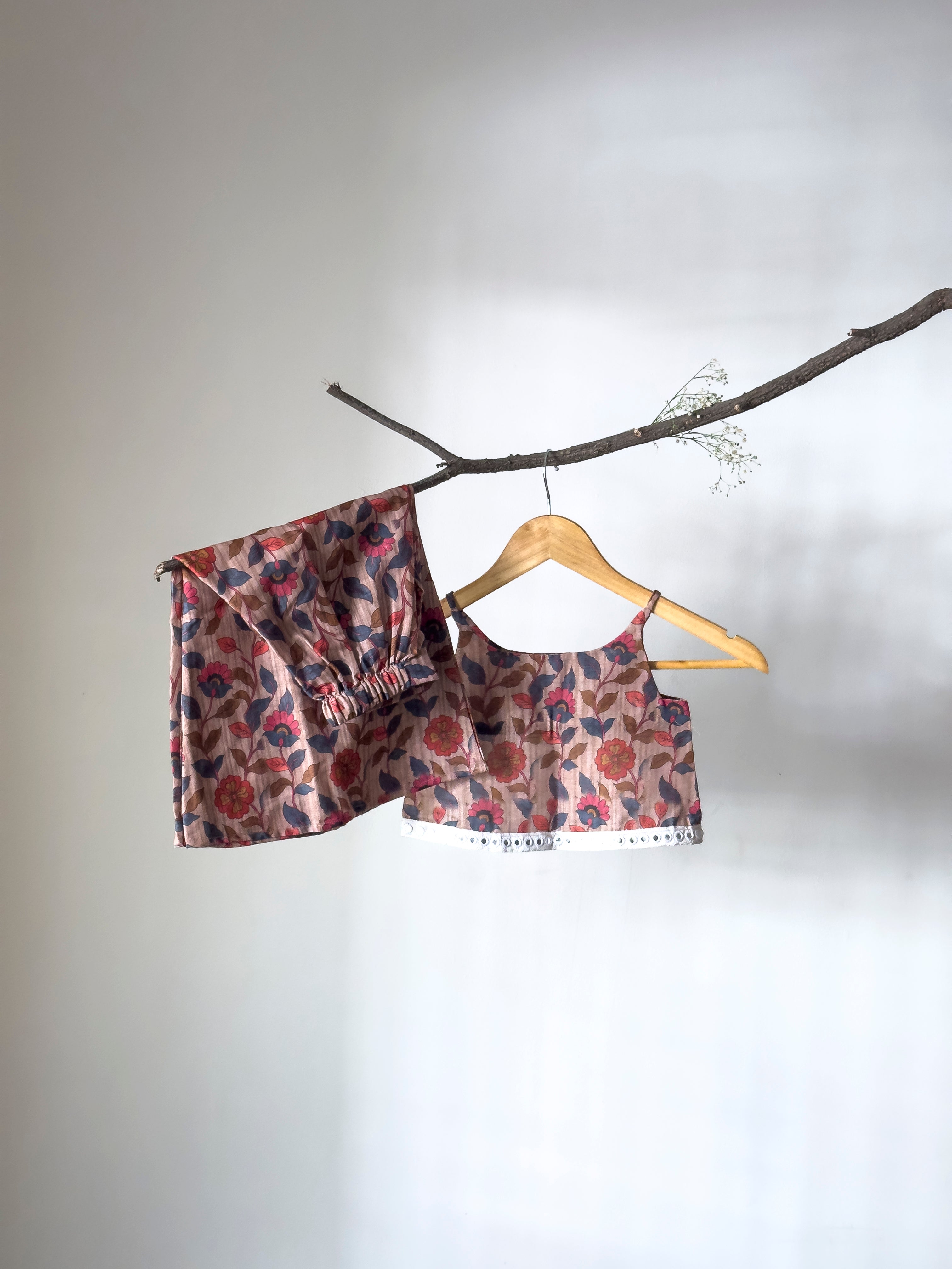 Modern traditional outfit for baby girl in cotton fabric