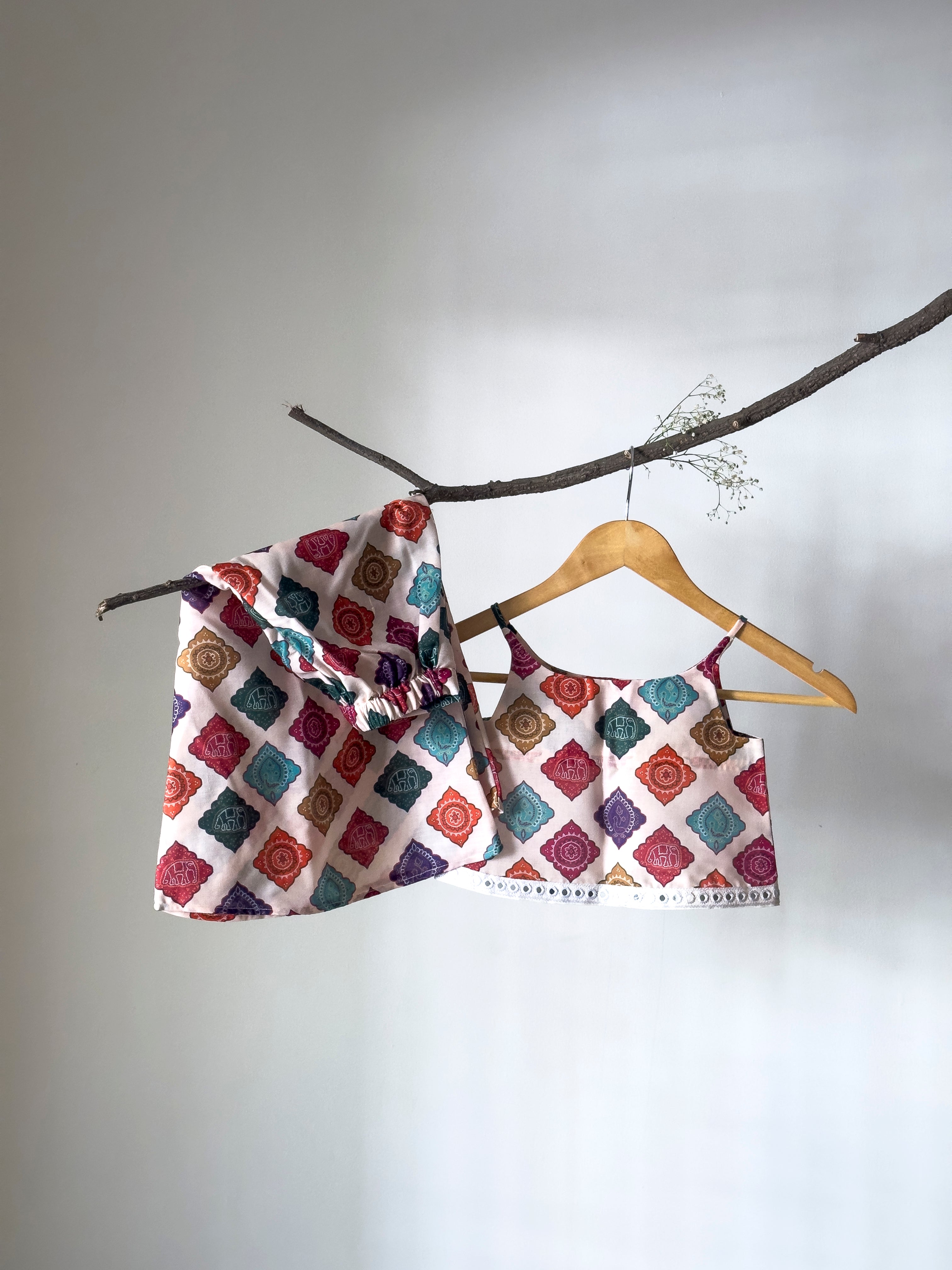 Baby girl wearing cotton co-ord ethnic outfit by Mini Marvel