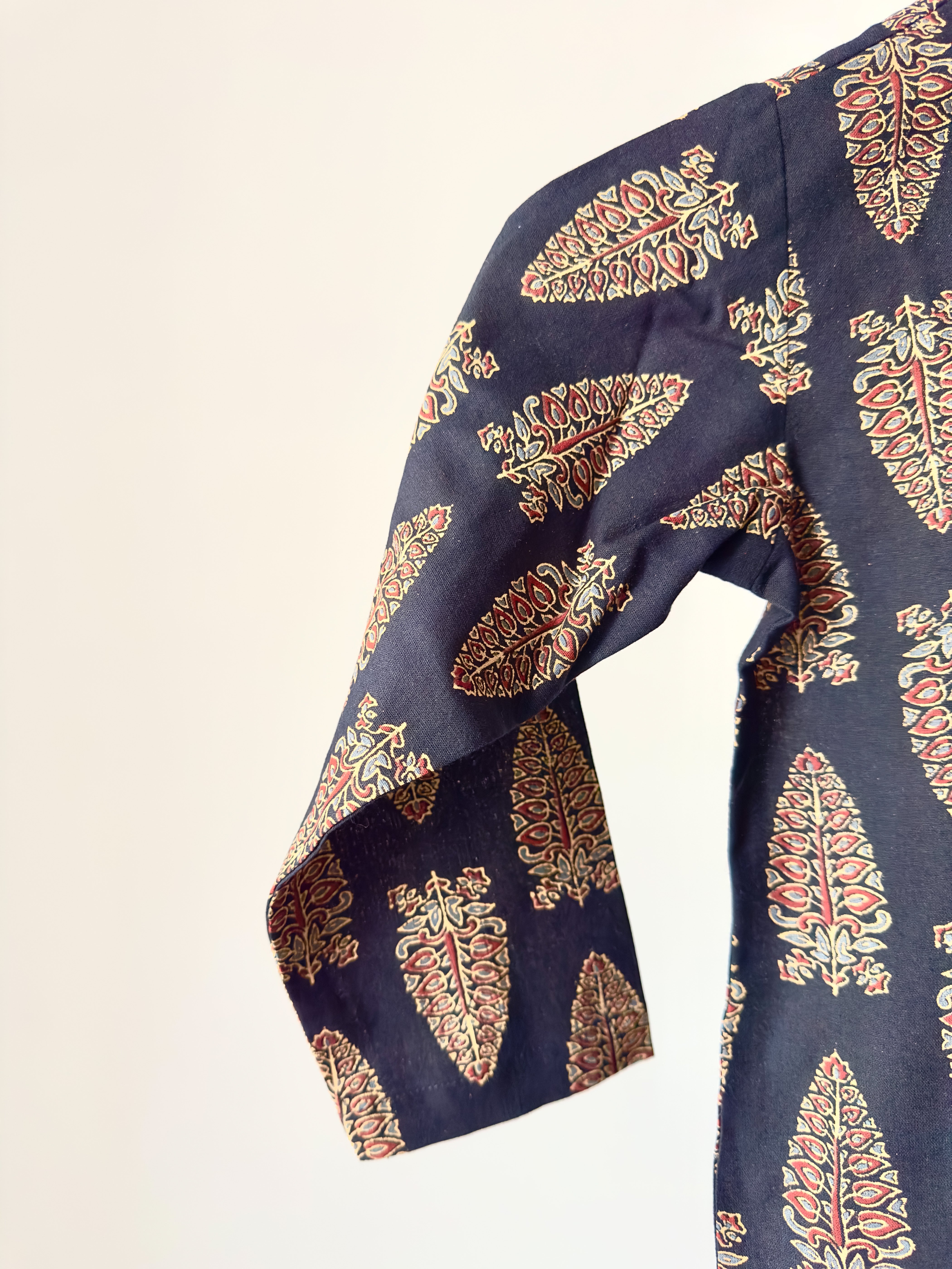 Black Printed Cotton Kurta