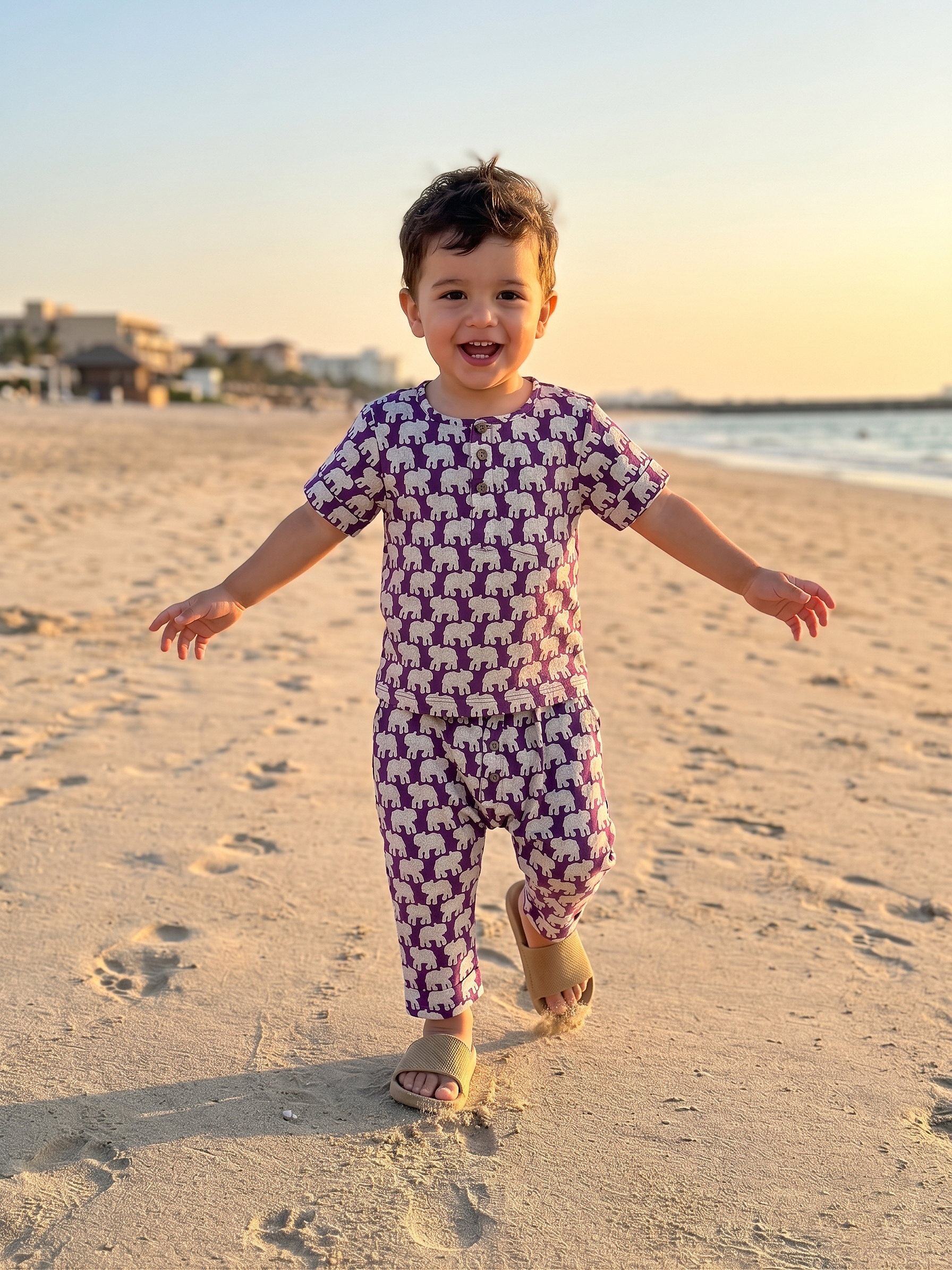 Violet Elephant Heritage Co-ord Set (All-Over Print Cotton Set)