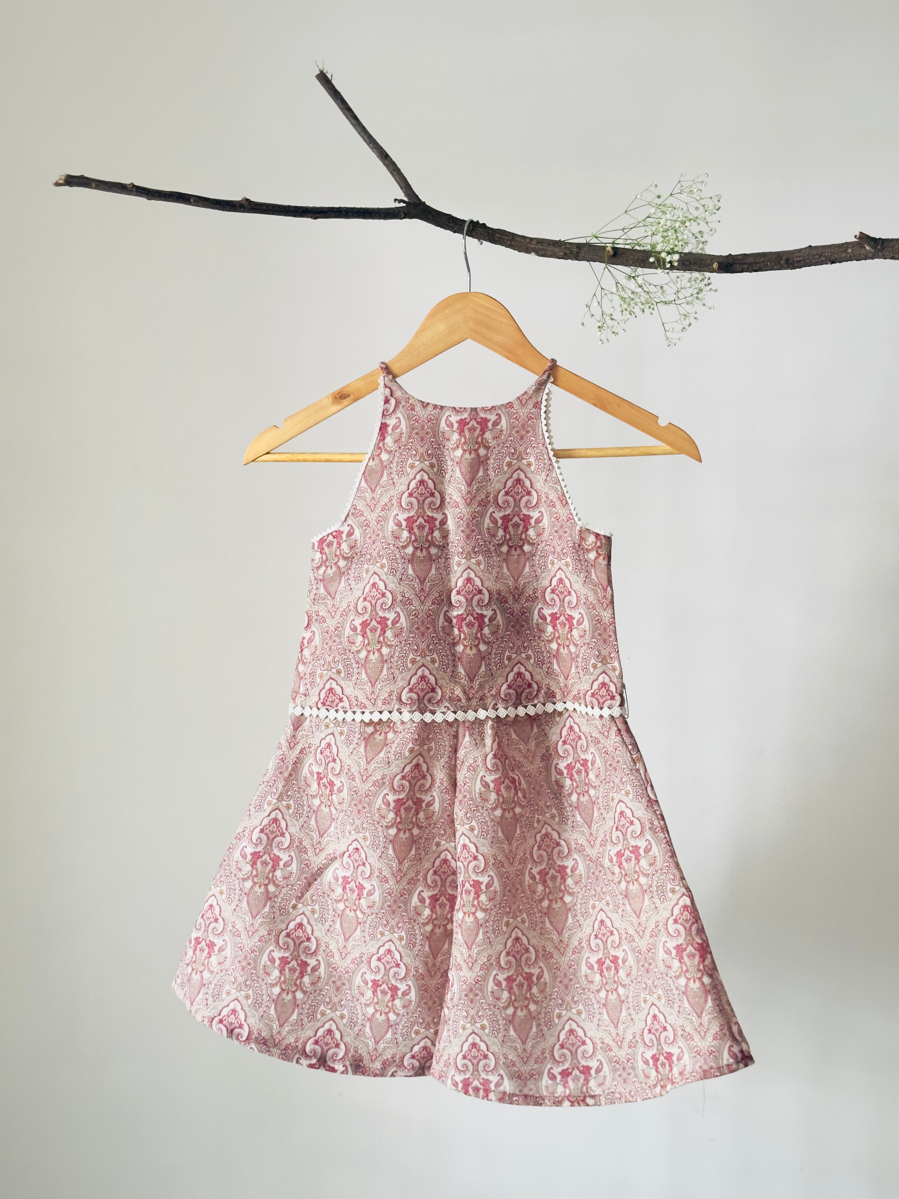 Vintage Maroon Paisley Cotton Co-ord Set