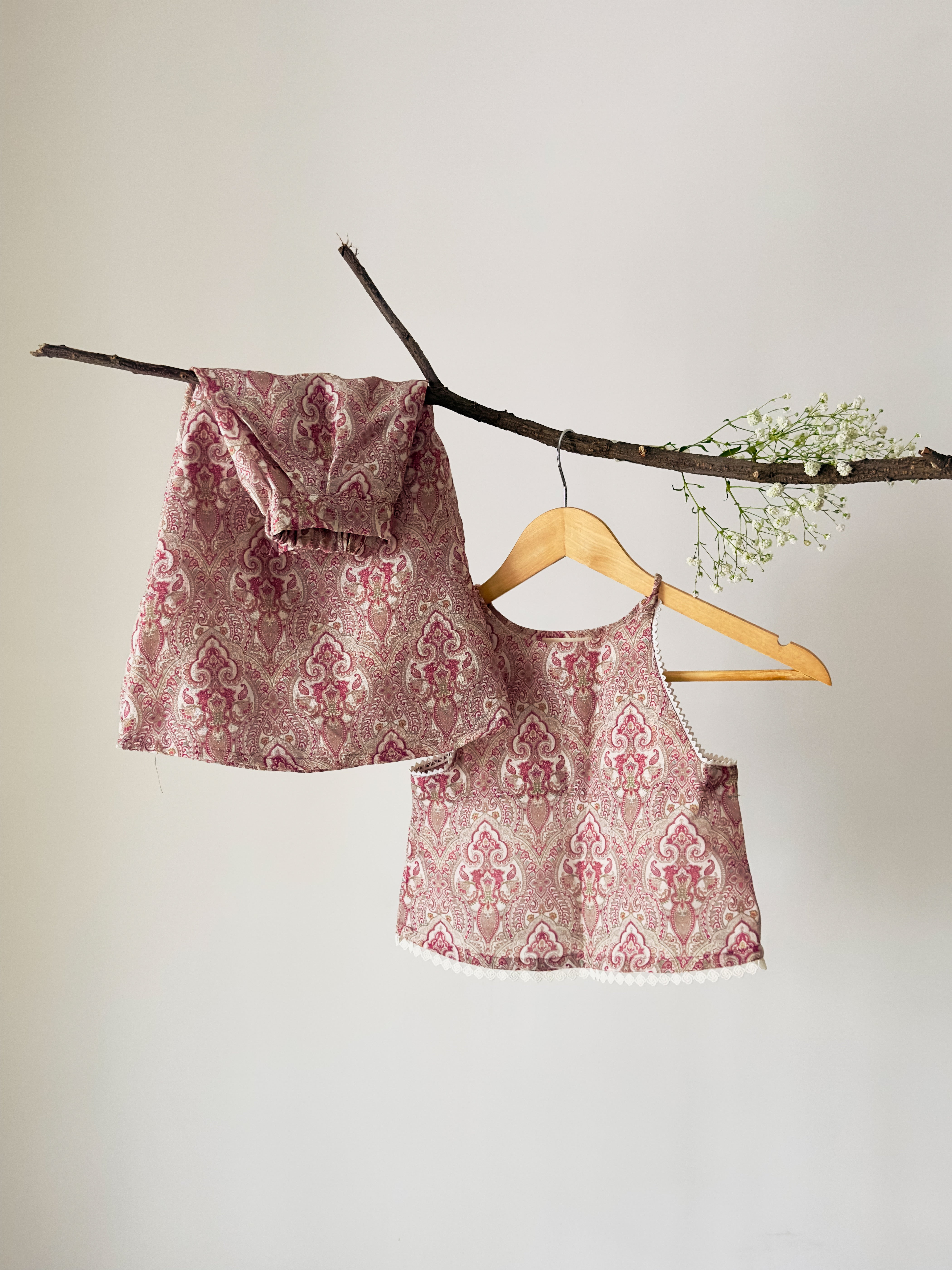 Vintage Maroon Paisley Cotton Co-ord Set