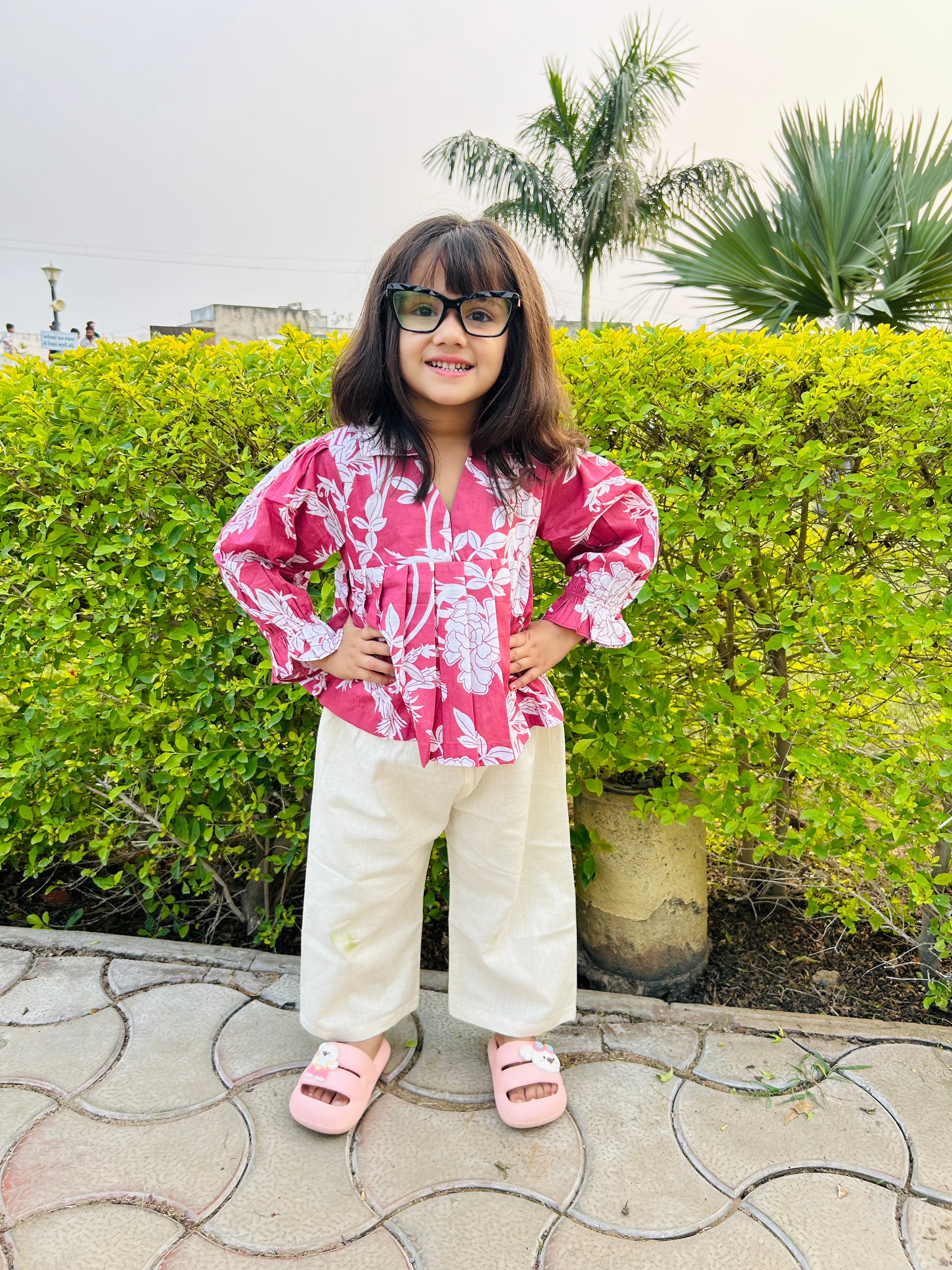 Crimson Bloom Peplum Set