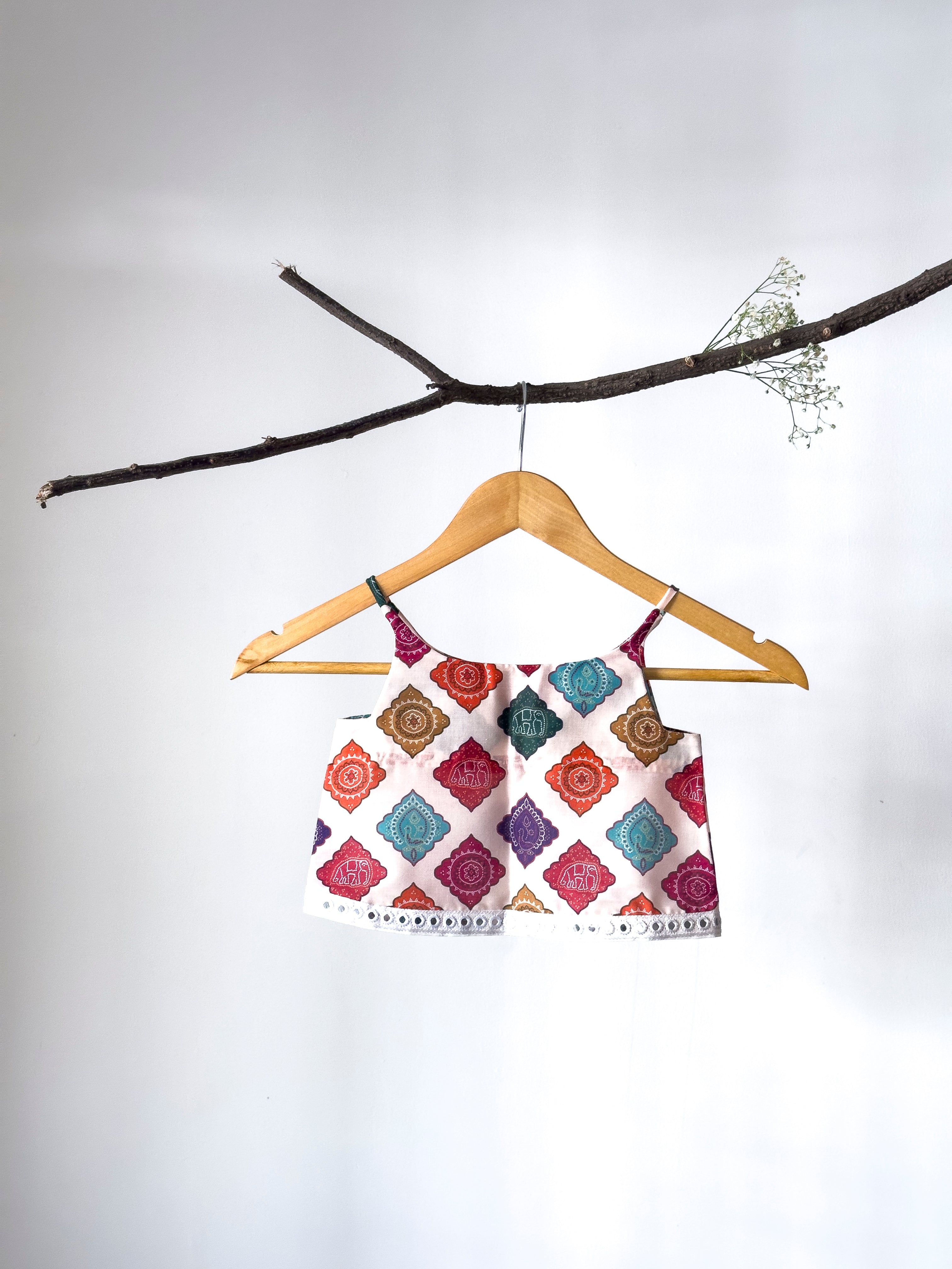 Baby girl wearing cotton co-ord ethnic outfit by Mini Marvel