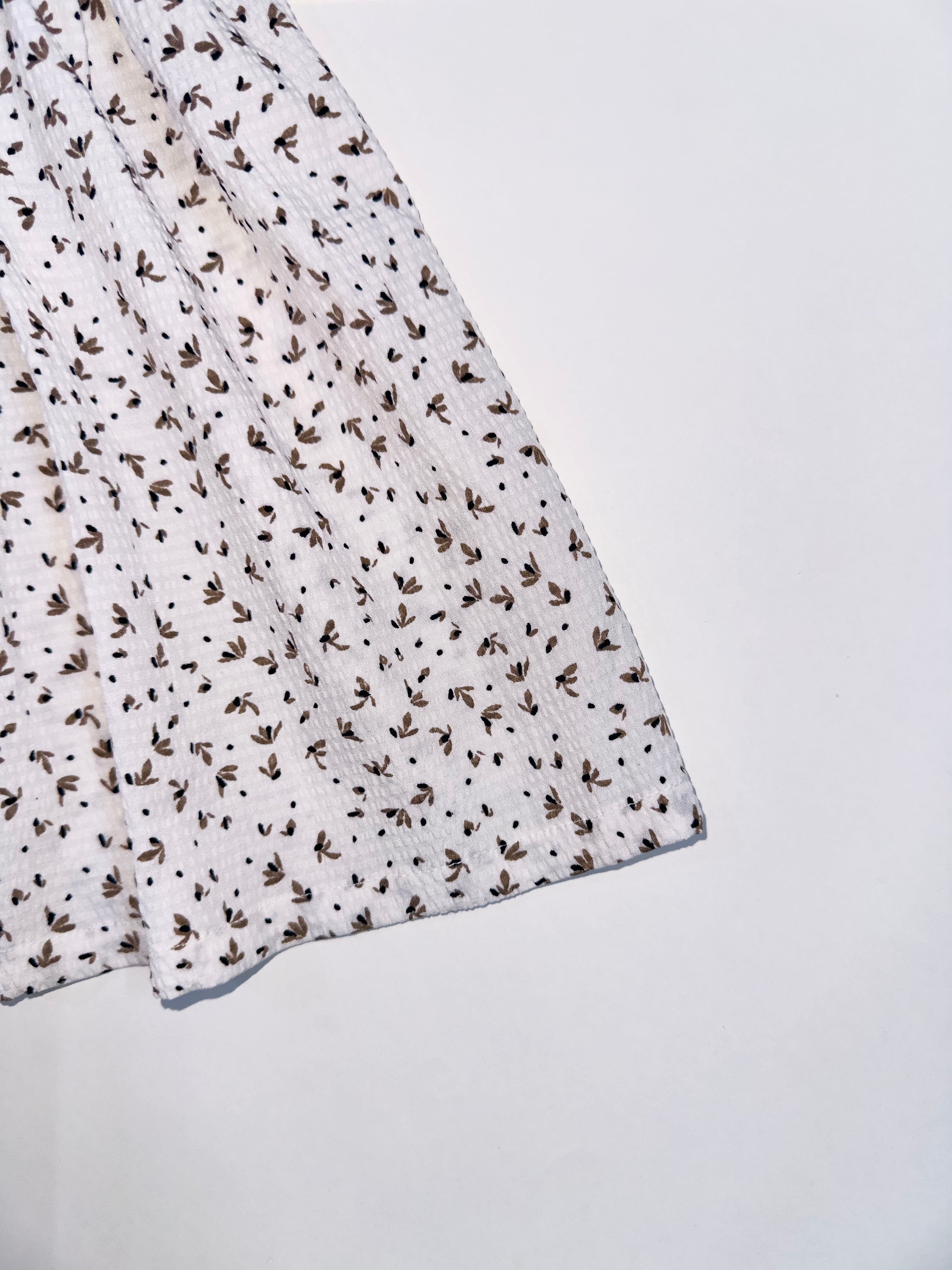 Brownie White Printed Frock with Peter Pan Collar for Baby Girls