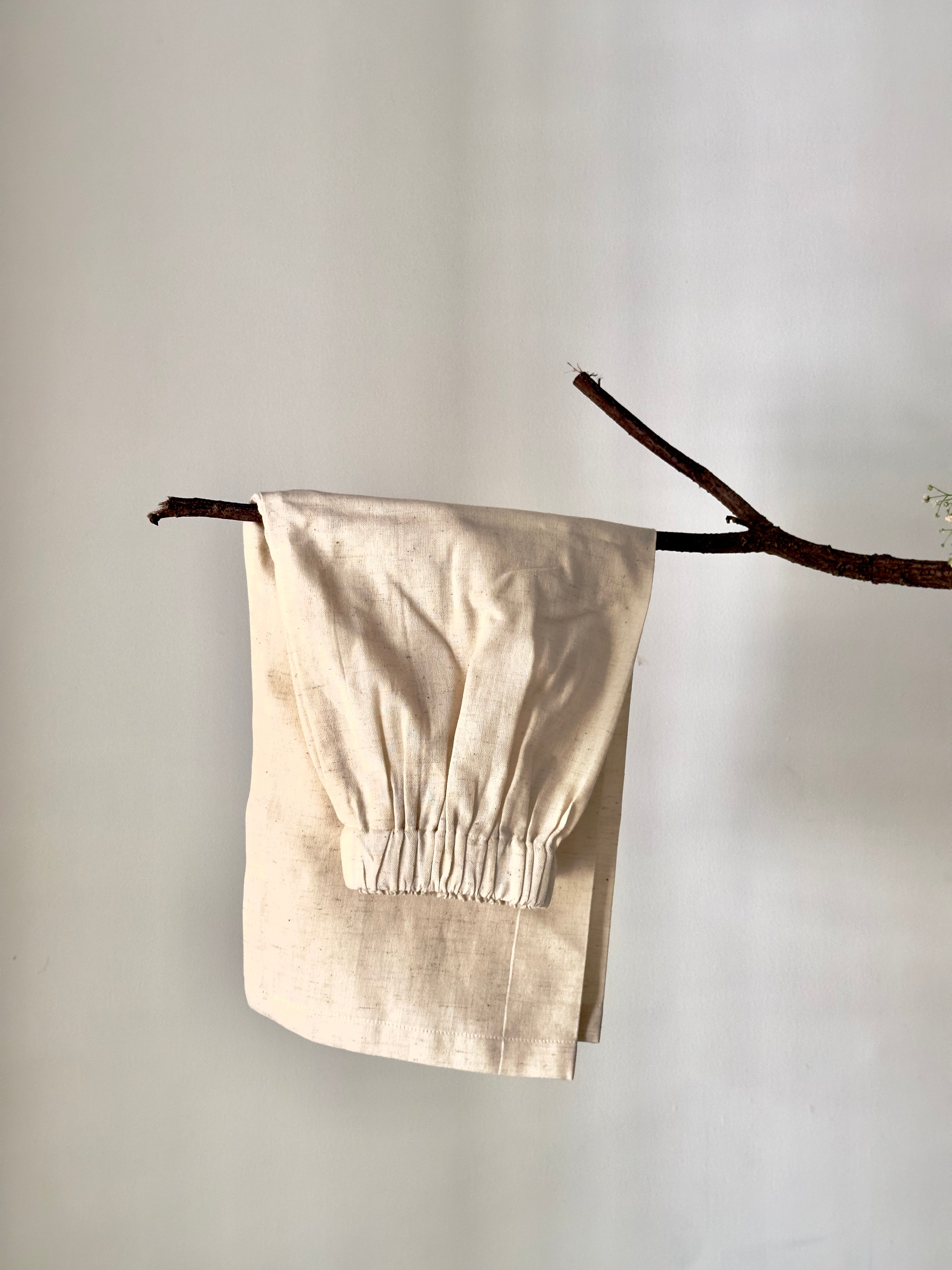 Ruffled neckline floral top with matching cream cotton bottoms