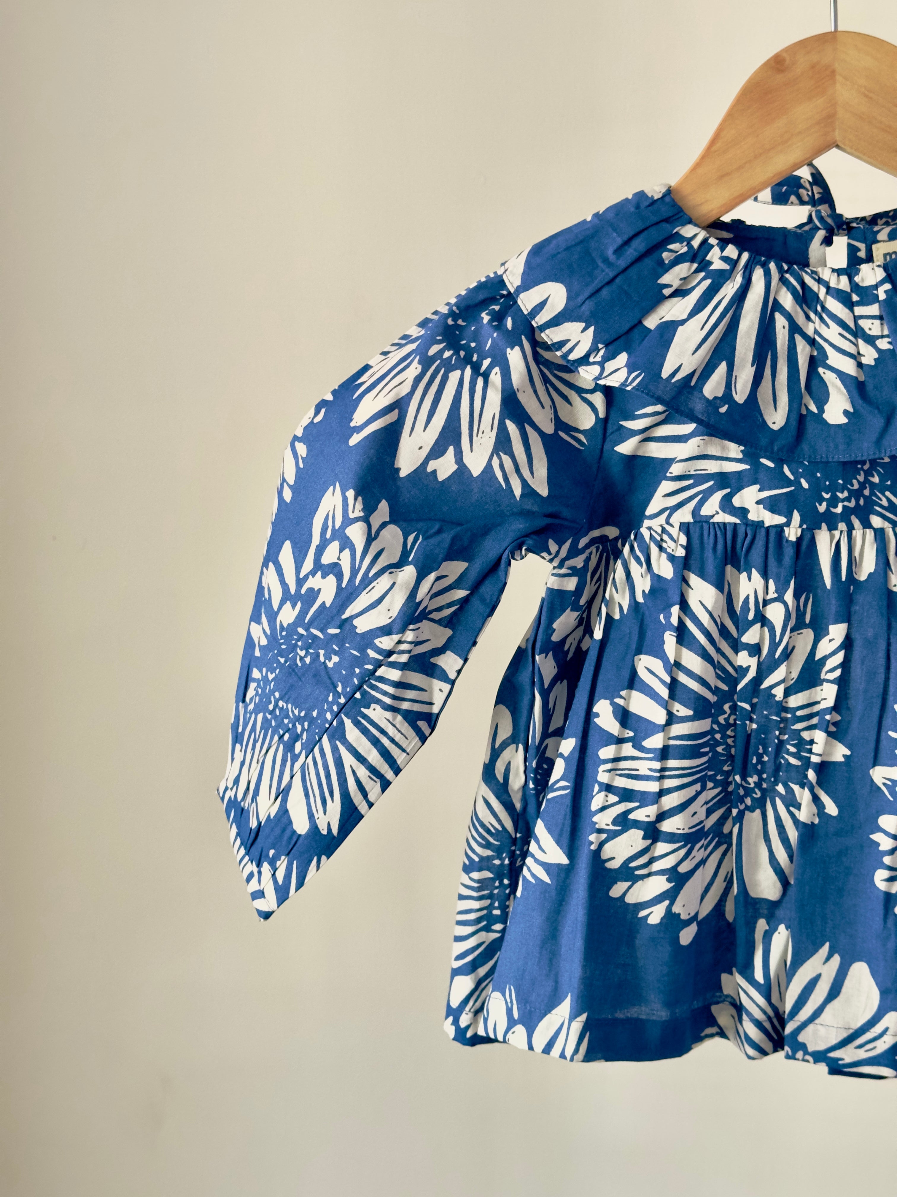 blue floral printed cotton top from the Blue Blossom Co-ord Set