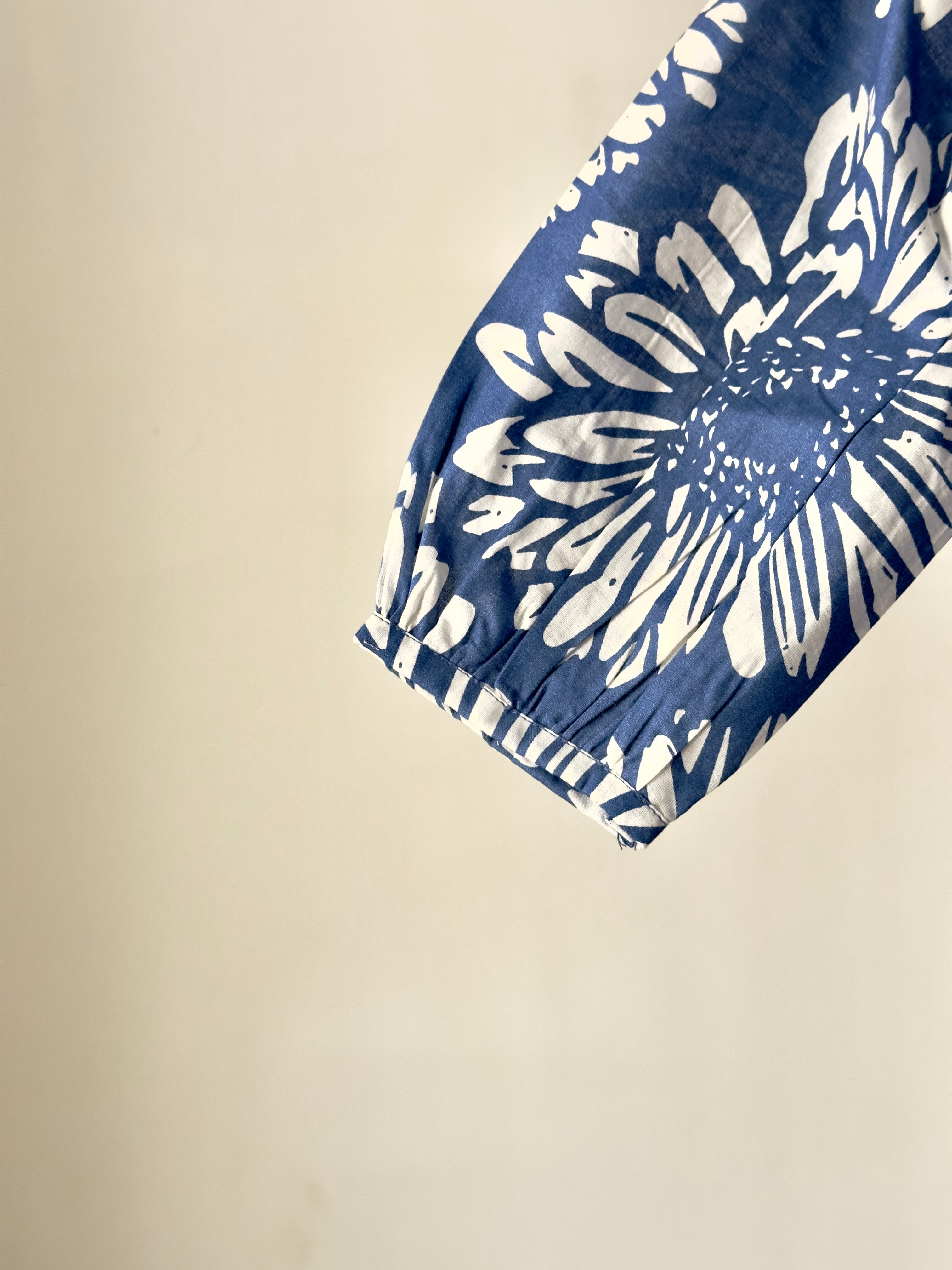 blue floral printed cotton top from the Blue Blossom Co-ord Set