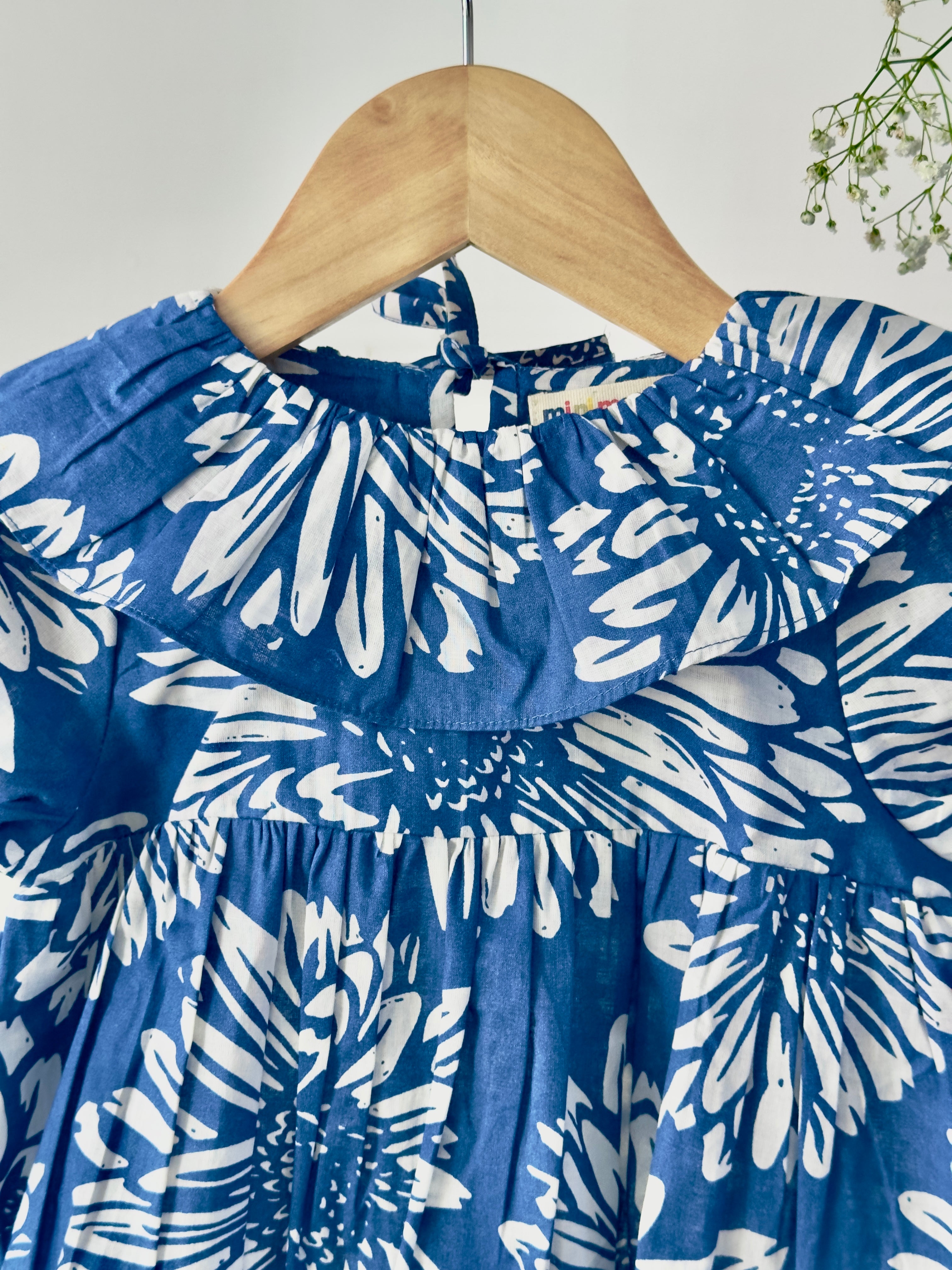 blue floral printed cotton top from the Blue Blossom Co-ord Set