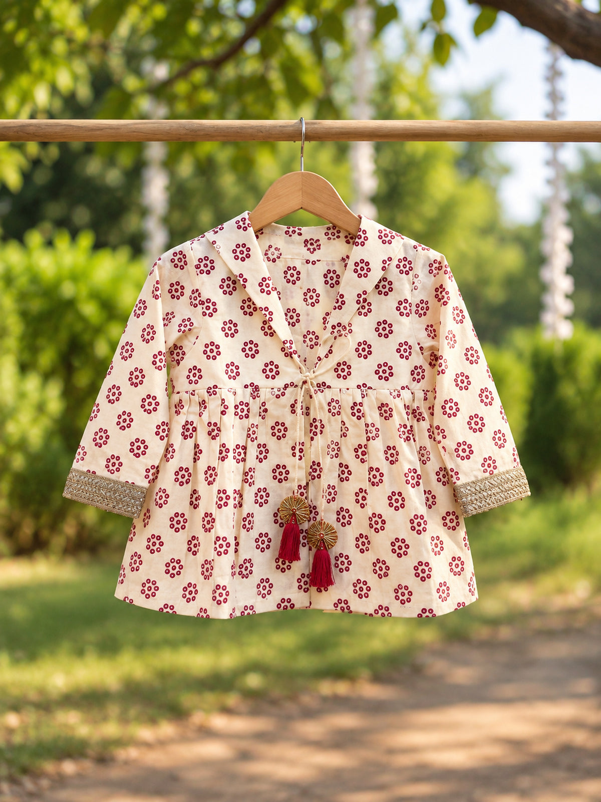 Ivory Crimson Blossom 3-Piece Set