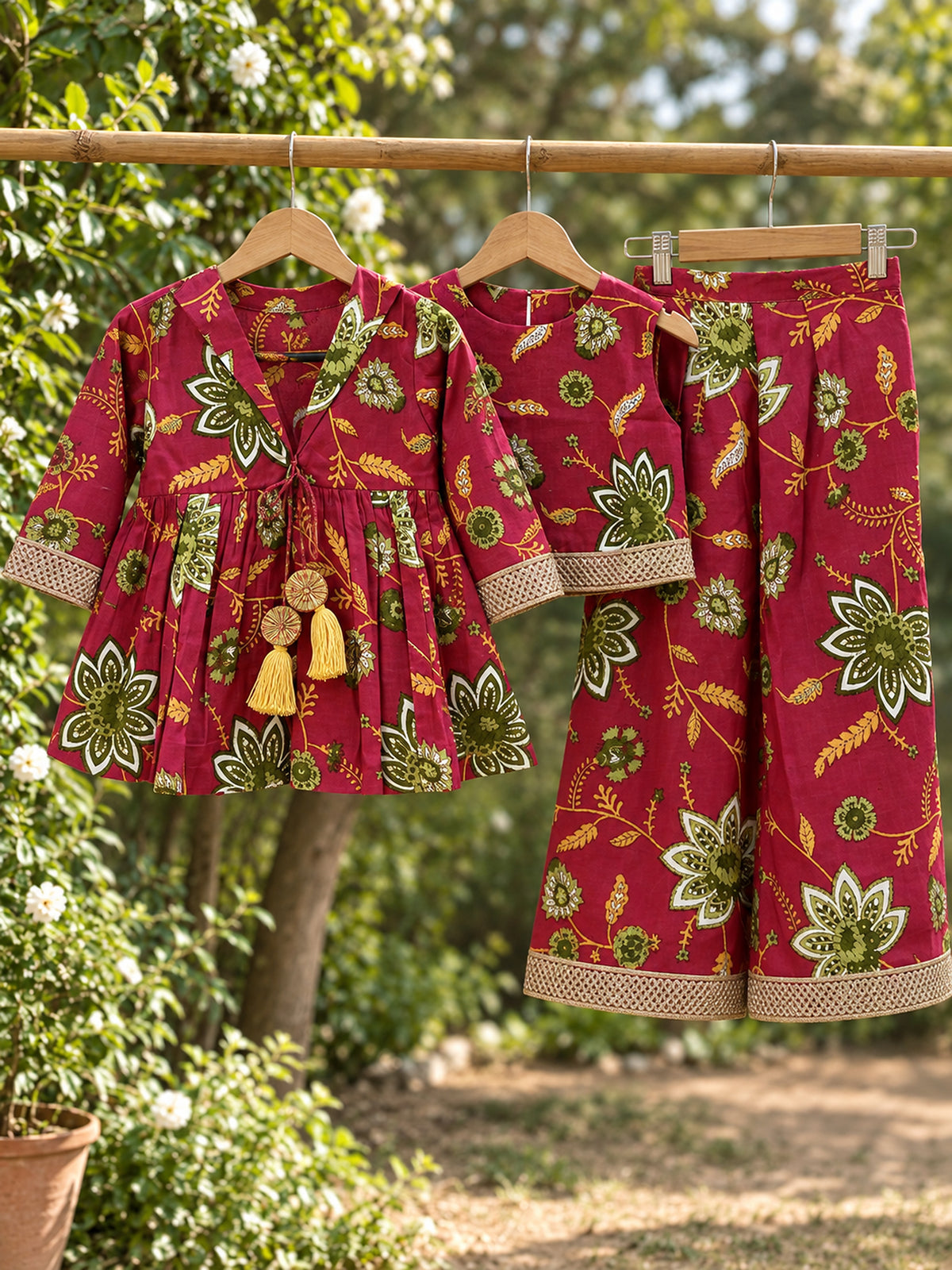 Ruby Royale 3-Piece Ethnic Set