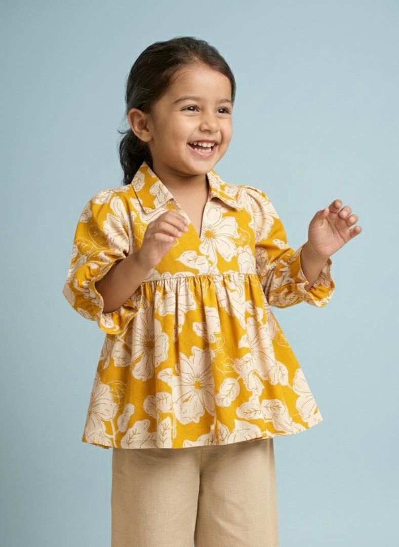 Golden Petal Peplum Set