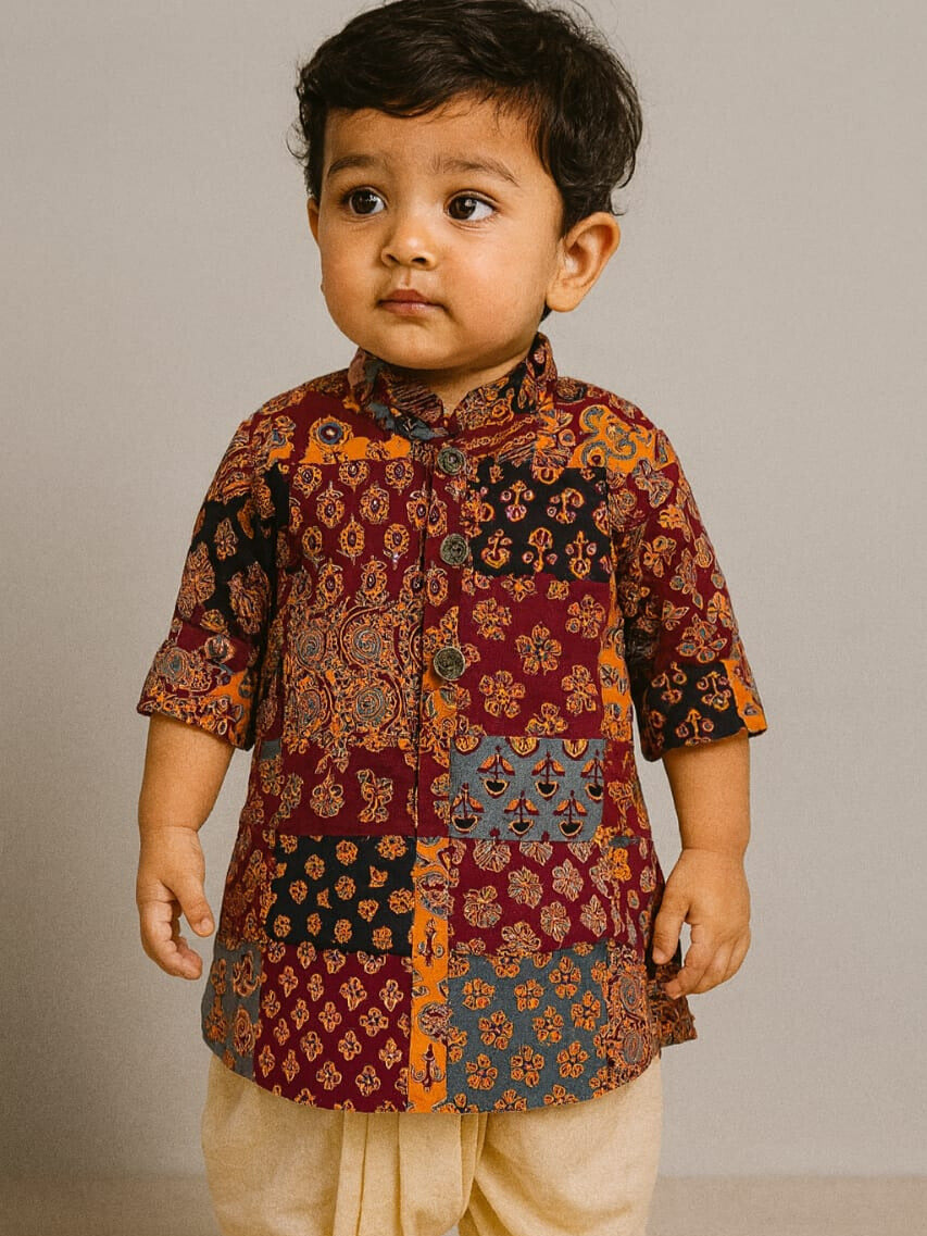 Patchwork Elegance Kurta Dhoti Set